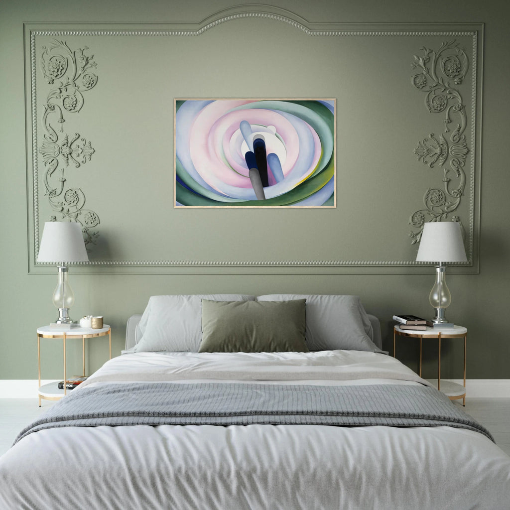 Grey Blue and Black, Pink Circle Framed Poster | Georgia O'Keeffe Framed Prints Wall Art | Georgia O Keeffe Prints