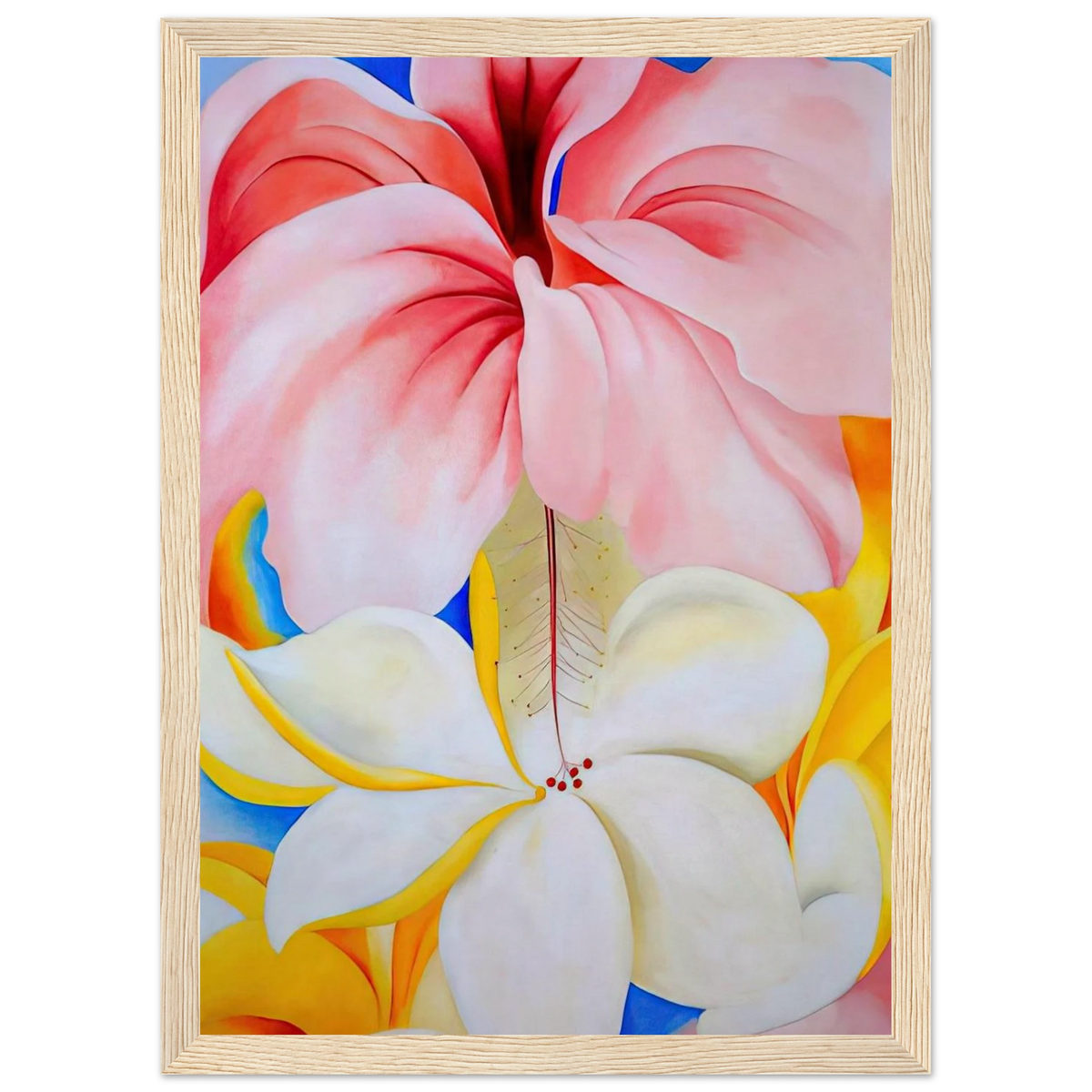 Hibiscus with Plumeria Framed Poster | Georgia O'Keeffe Framed Prints Wall Art | Georgia O Keeffe Prints