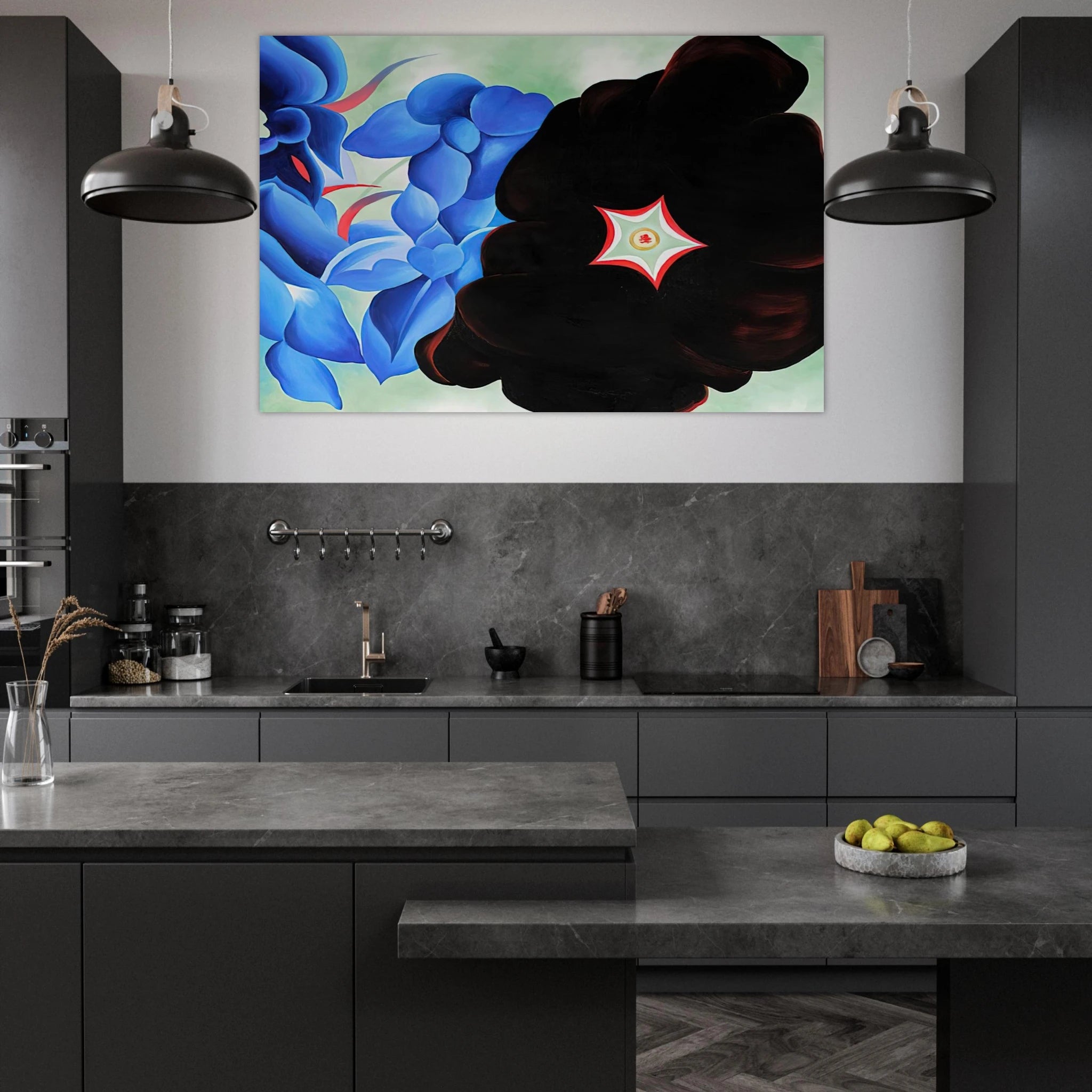 Black Hollyhock - Blue Larkspur Poster | Georgia O'Keeffe Poster | Georgia O Keeffe Prints