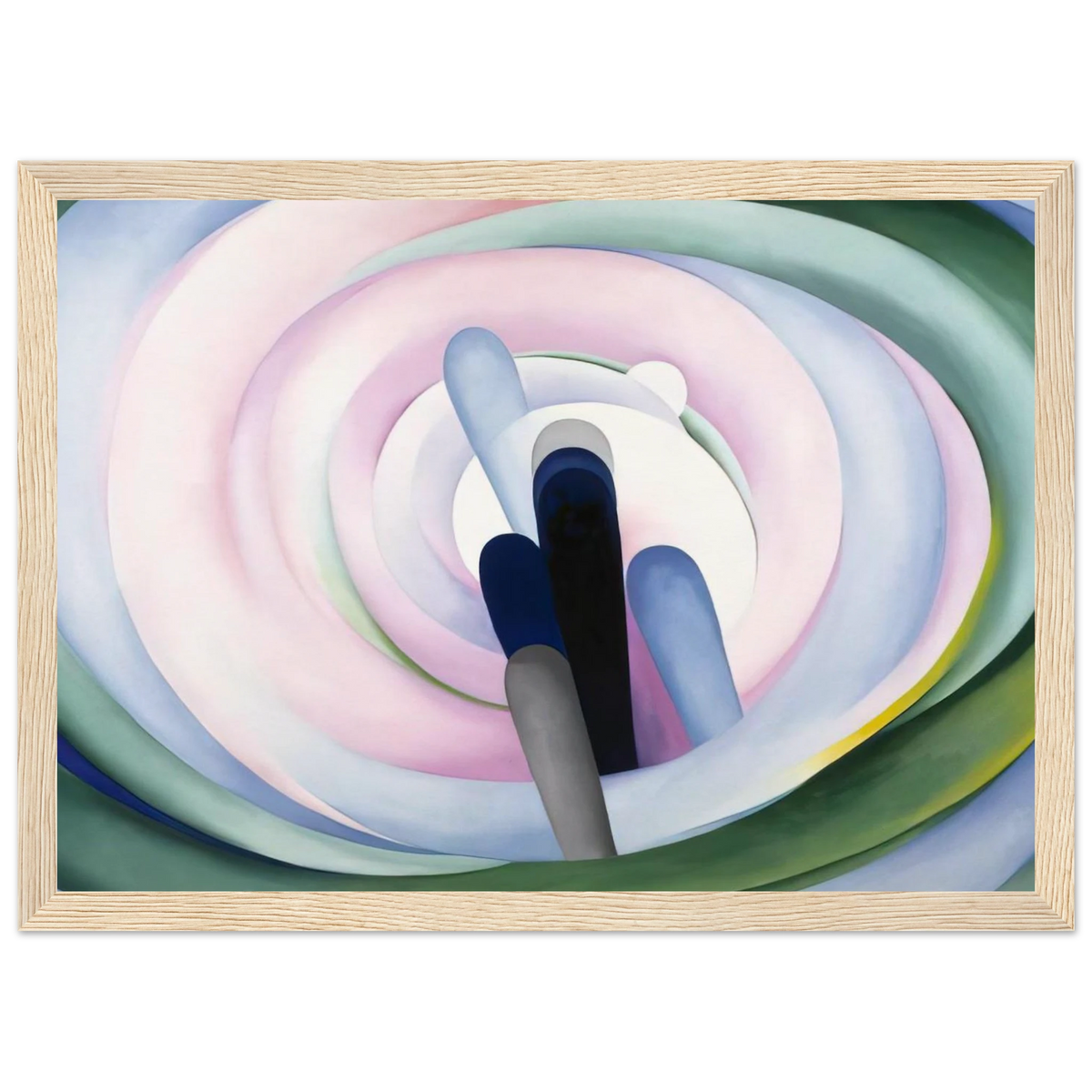 Grey Blue and Black, Pink Circle Framed Poster | Georgia O'Keeffe Framed Prints Wall Art | Georgia O Keeffe Prints