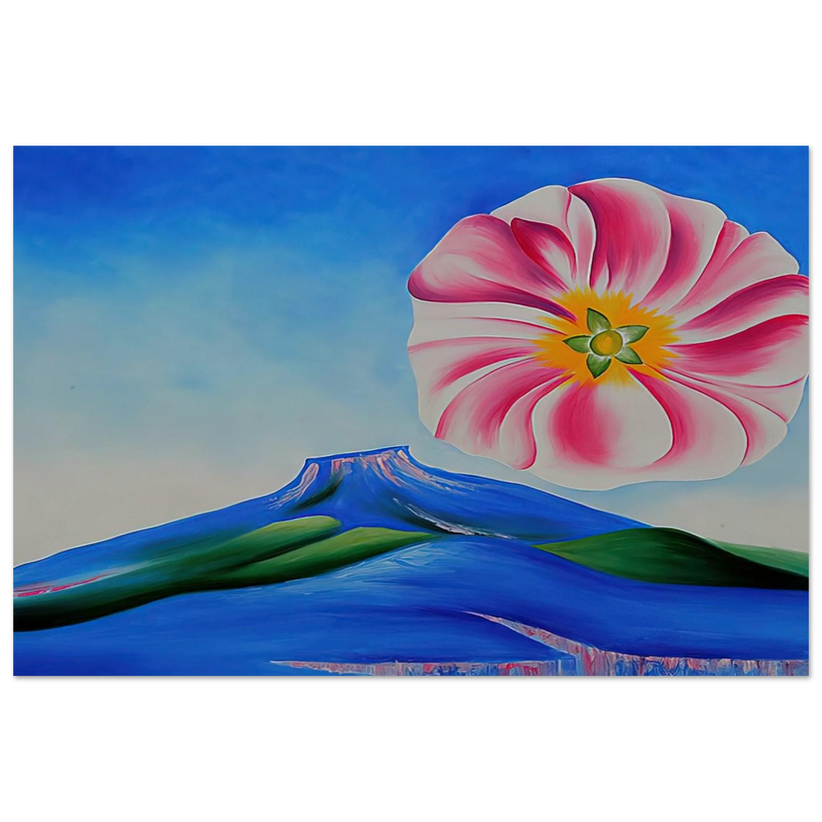 Hollyhock Pink with Pedernal Poster | Georgia O'Keeffe Poster | Georgia O Keeffe Prints