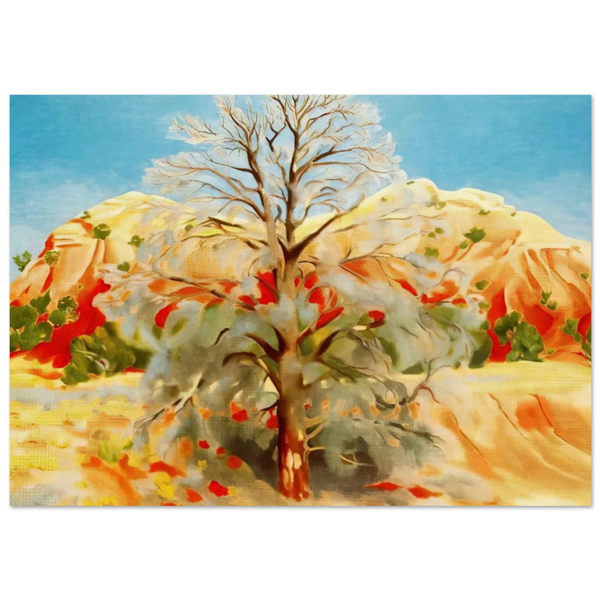 Dead Tree with Pink Hill Poster | Georgia O'Keeffe Poster | Georgia O Keeffe Prints