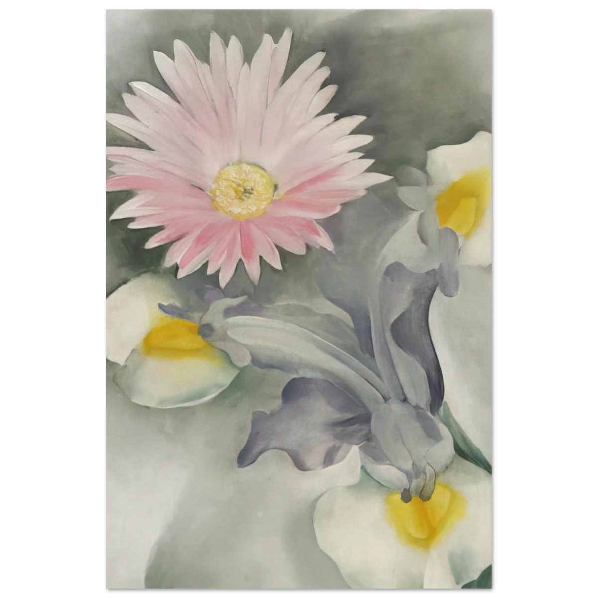 Pink Daisy with Iris Poster | Georgia O'Keeffe Poster | Georgia O Keeffe Prints