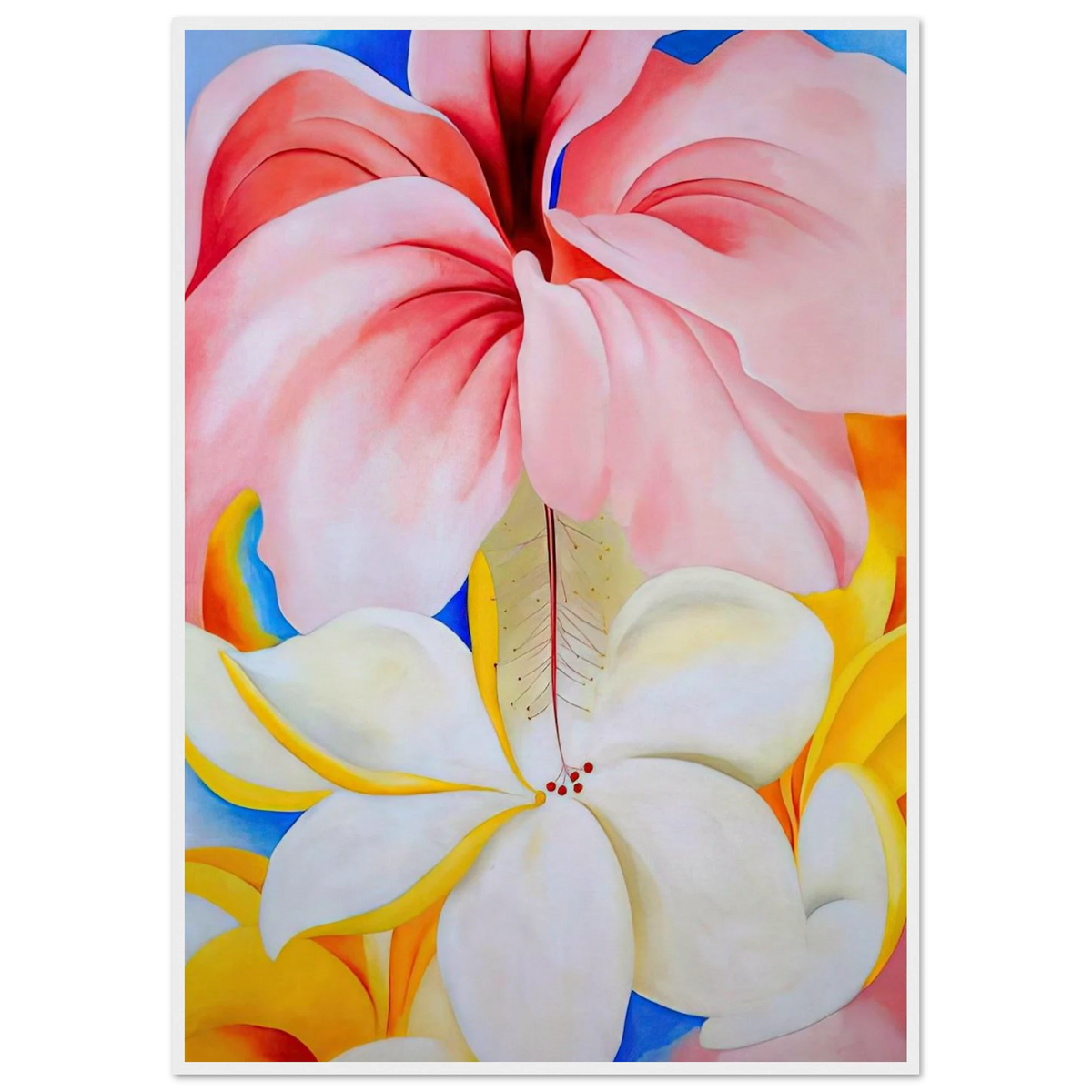 Hibiscus with Plumeria Framed Poster | Georgia O'Keeffe Framed Prints Wall Art | Georgia O Keeffe Prints