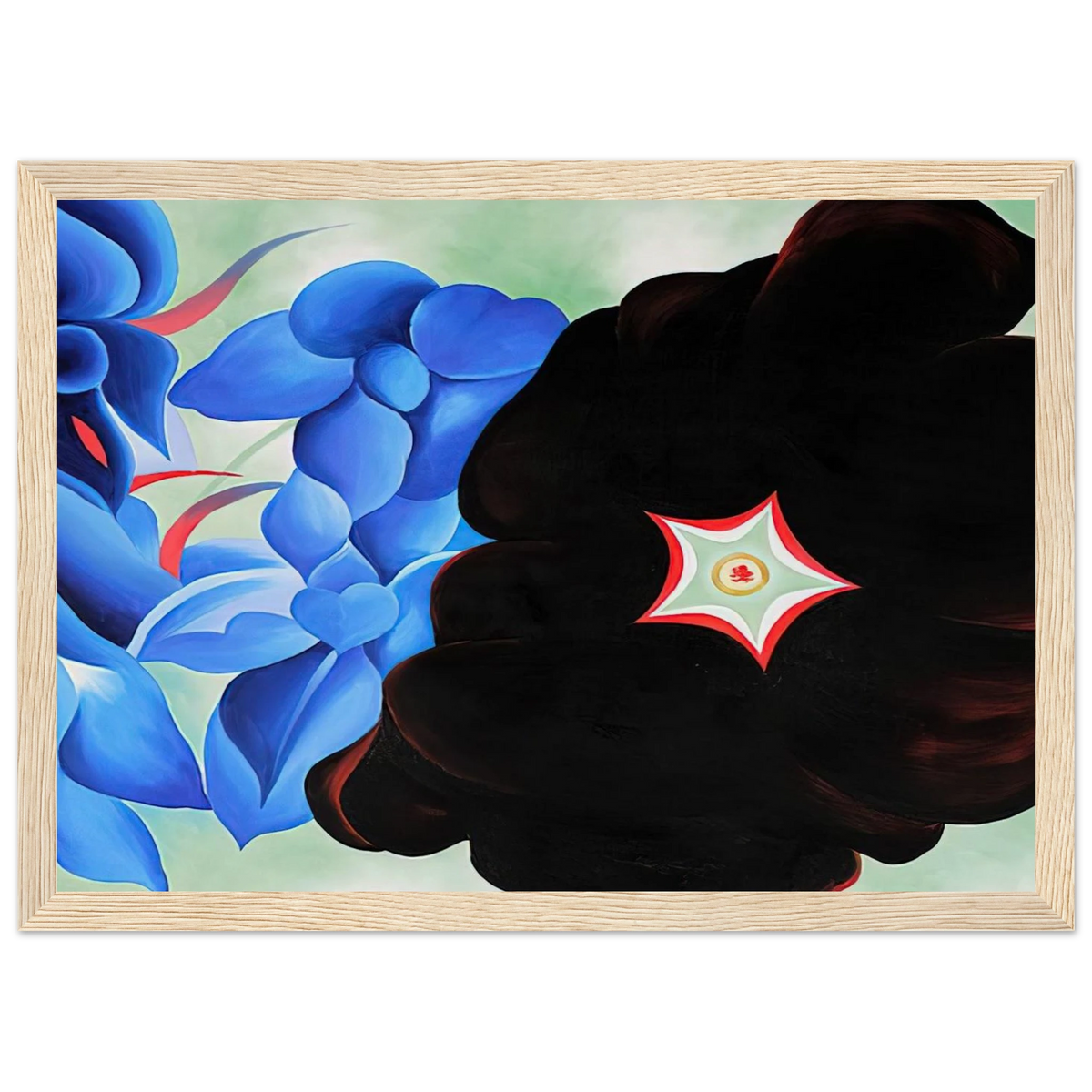 Black Hollyhock - Blue Larkspur Framed Poster | Georgia O'Keeffe Framed Prints Wall Art | Georgia O Keeffe Prints