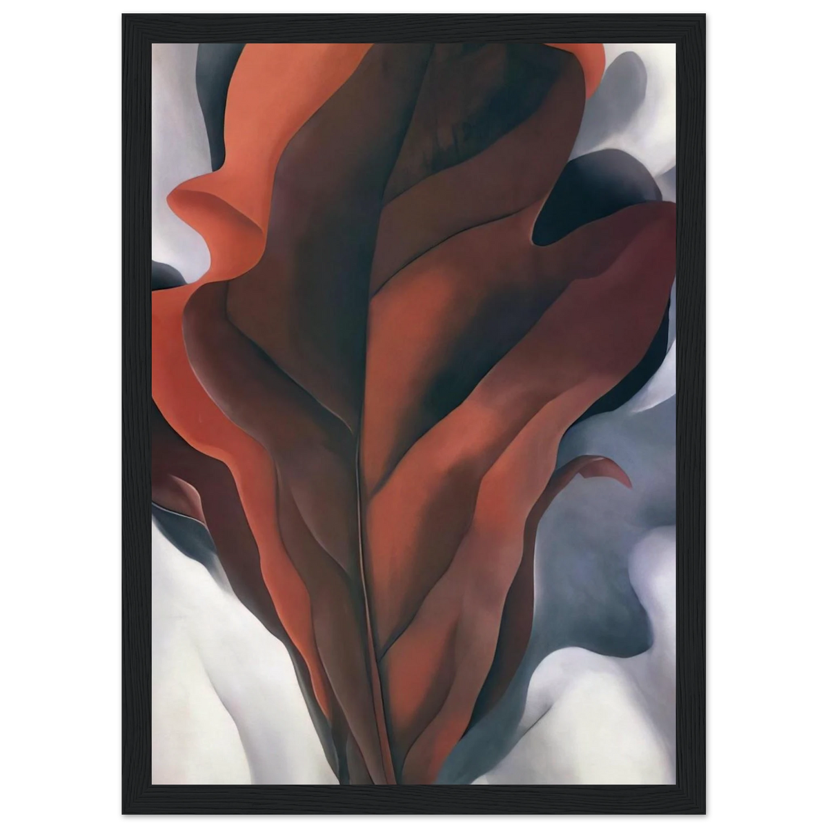 Large Dark Red Leaves on White Framed Poster | Georgia O'Keeffe Framed Prints Wall Art | Georgia O Keeffe Prints