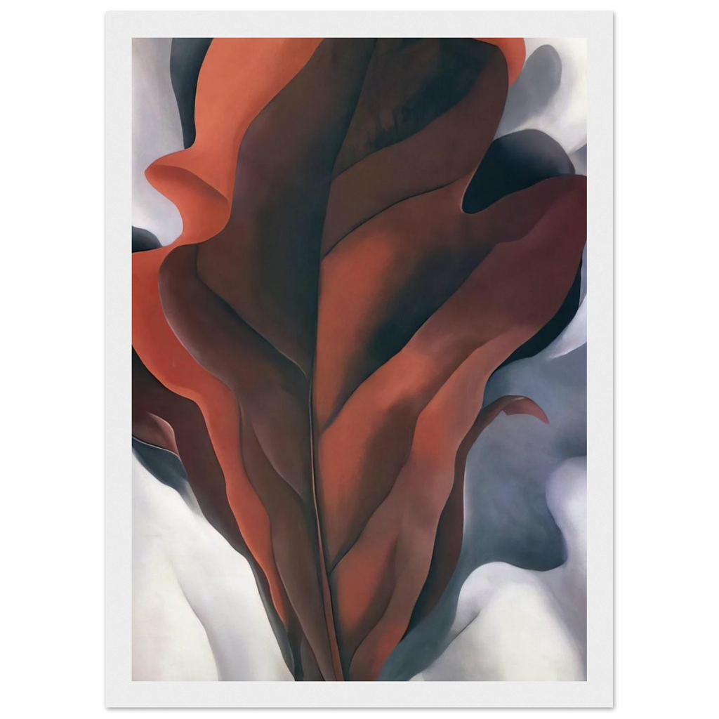 Large Dark Red Leaves on White Framed Poster | Georgia O'Keeffe Framed Prints Wall Art | Georgia O Keeffe Prints