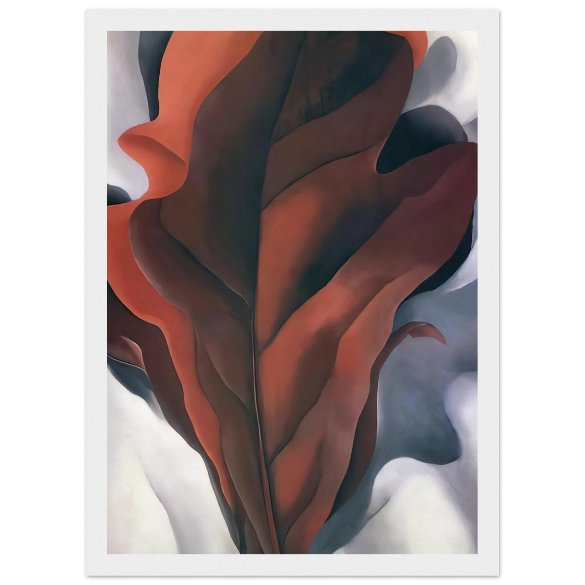 Large Dark Red Leaves on White Framed Poster | Georgia O'Keeffe Framed Prints Wall Art | Georgia O Keeffe Prints