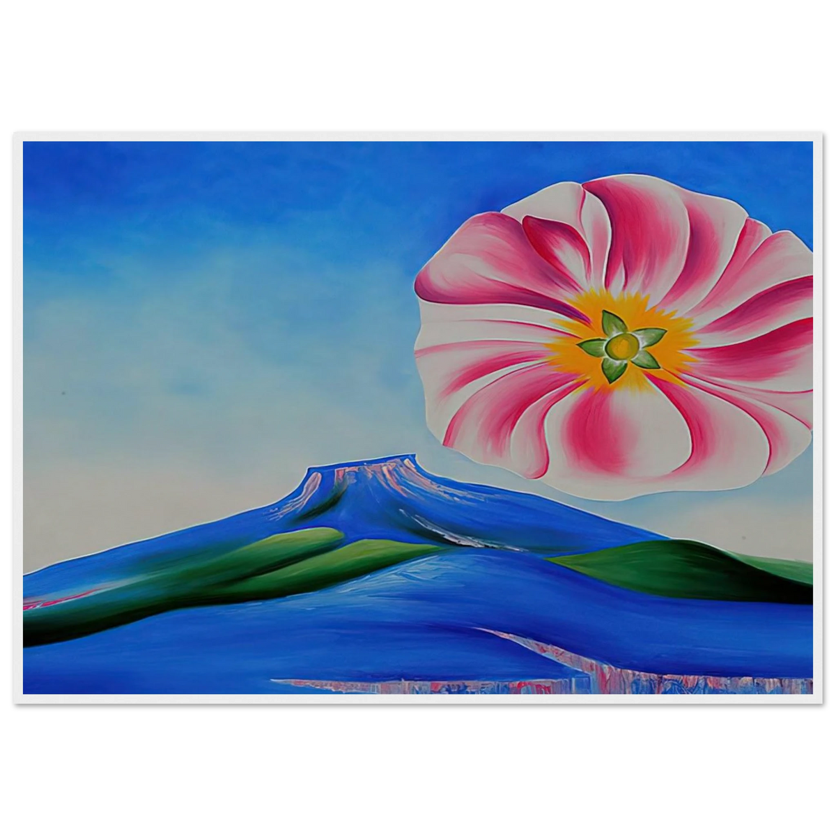 Hollyhock Pink with Pedernal Framed Poster | Georgia O'Keeffe Framed Prints Wall Art | Georgia O Keeffe Prints