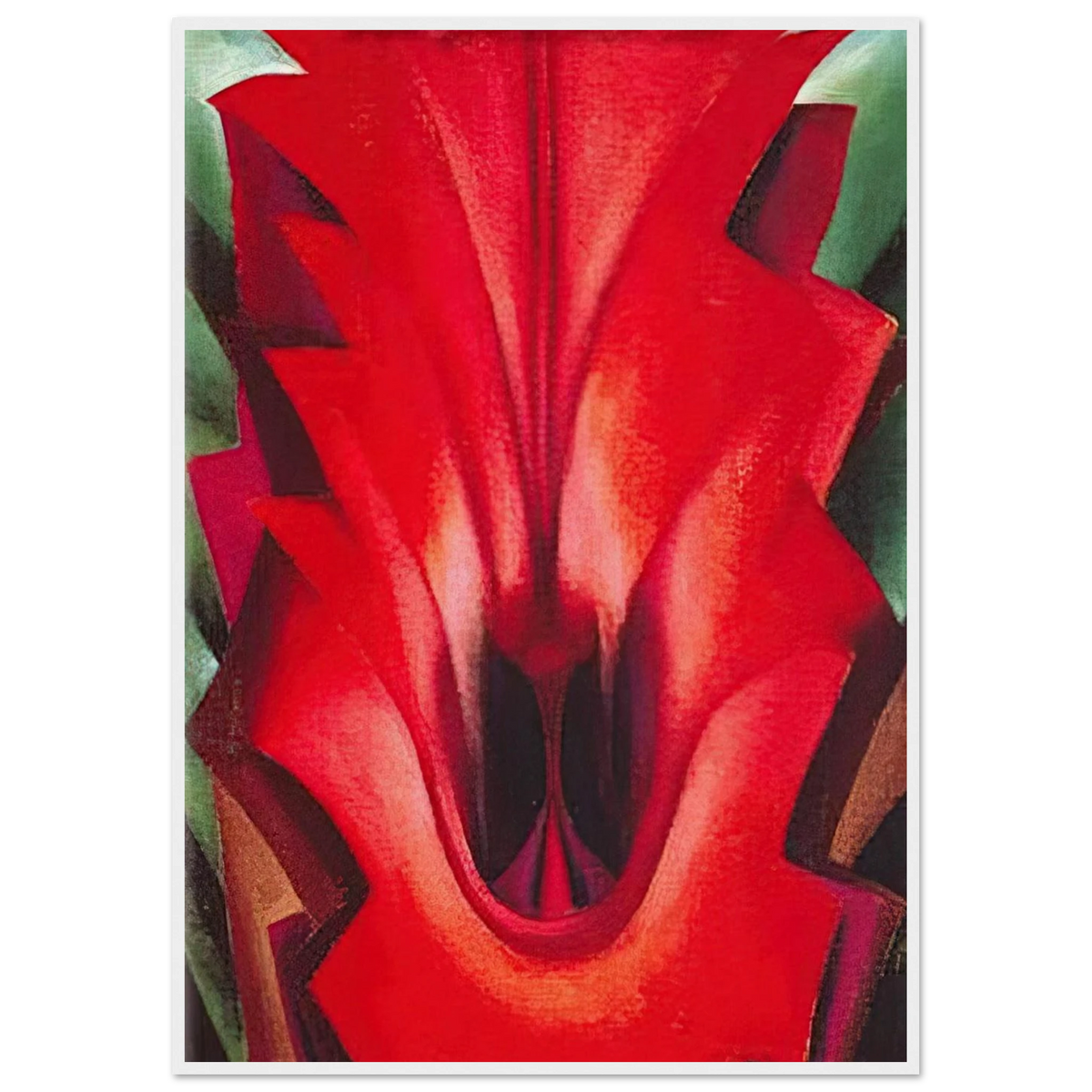 Inside Red Canna Framed Poster | Georgia O'Keeffe Framed Prints Wall Art | Georgia O Keeffe Prints