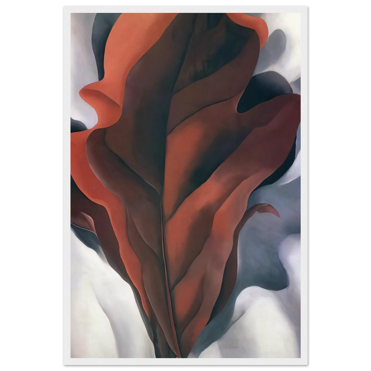 Large Dark Red Leaves on White Framed Poster | Georgia O'Keeffe Framed Prints Wall Art | Georgia O Keeffe Prints