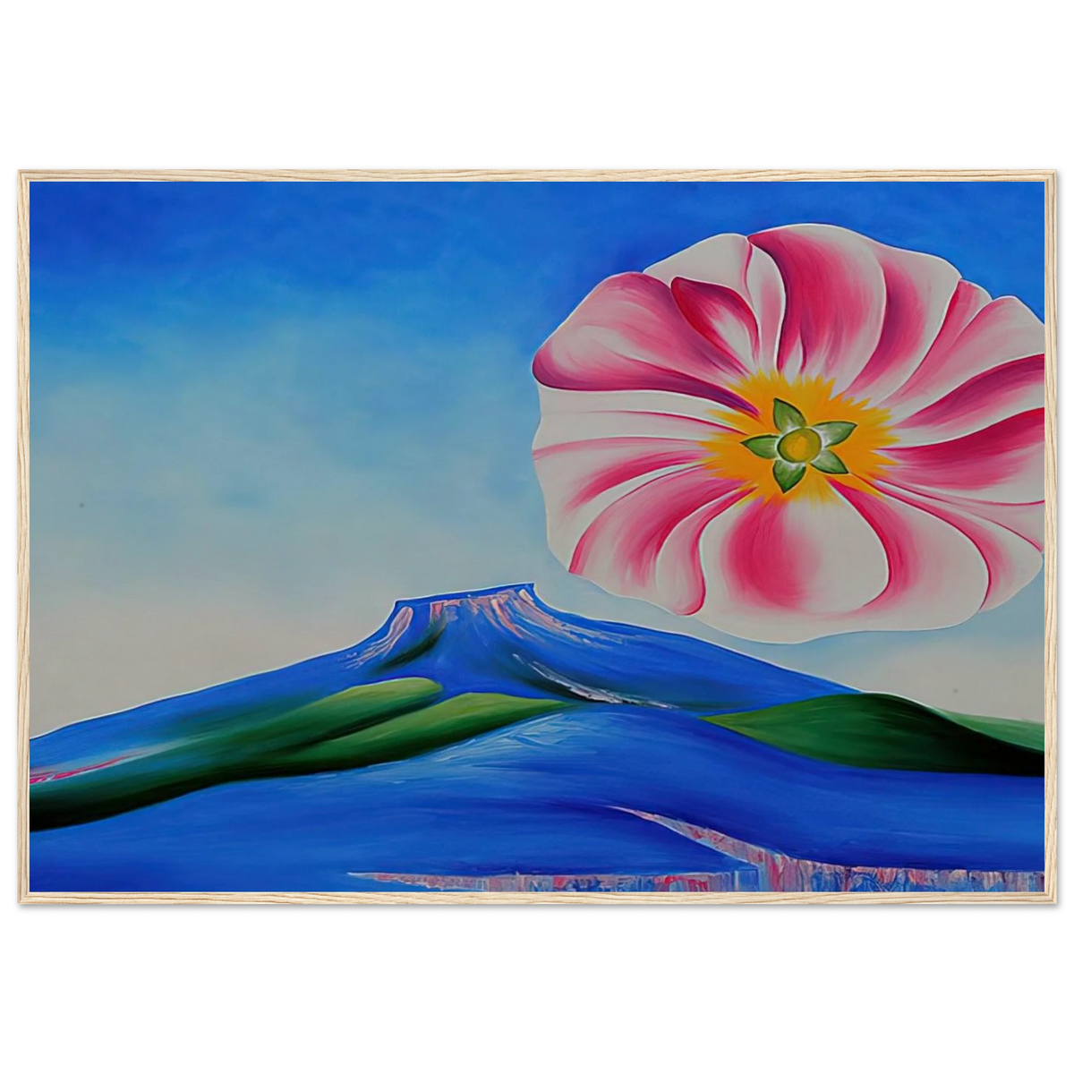 Hollyhock Pink with Pedernal Framed Poster | Georgia O'Keeffe Framed Prints Wall Art | Georgia O Keeffe Prints