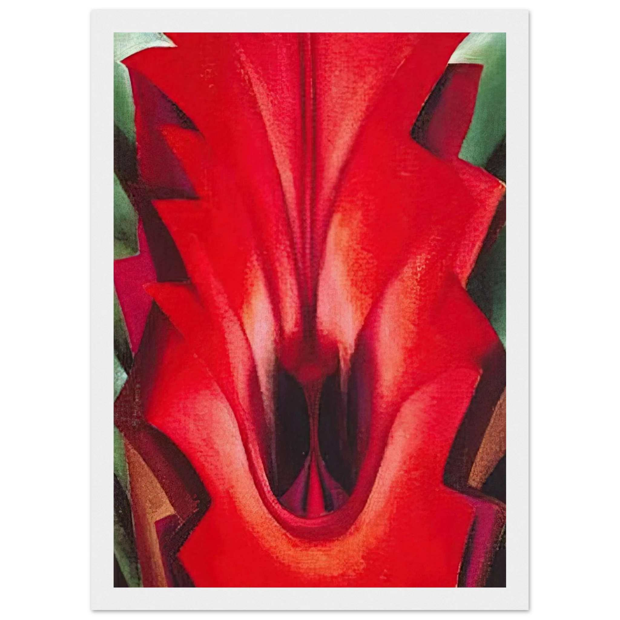 Inside Red Canna Framed Poster | Georgia O'Keeffe Framed Prints Wall Art | Georgia O Keeffe Prints