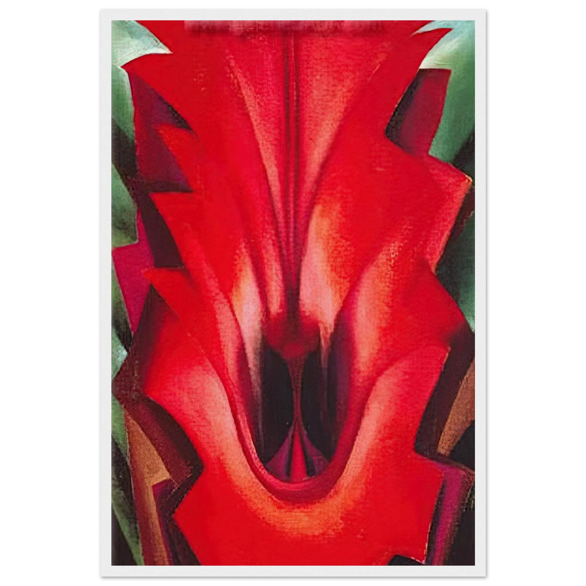 Inside Red Canna Framed Poster | Georgia O'Keeffe Framed Prints Wall Art | Georgia O Keeffe Prints