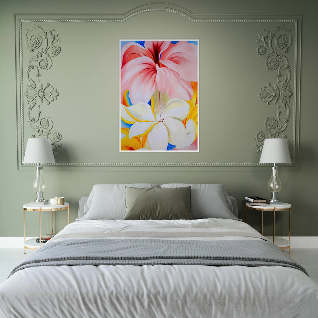 Hibiscus with Plumeria Framed Poster | Georgia O'Keeffe Framed Prints Wall Art | Georgia O Keeffe Prints