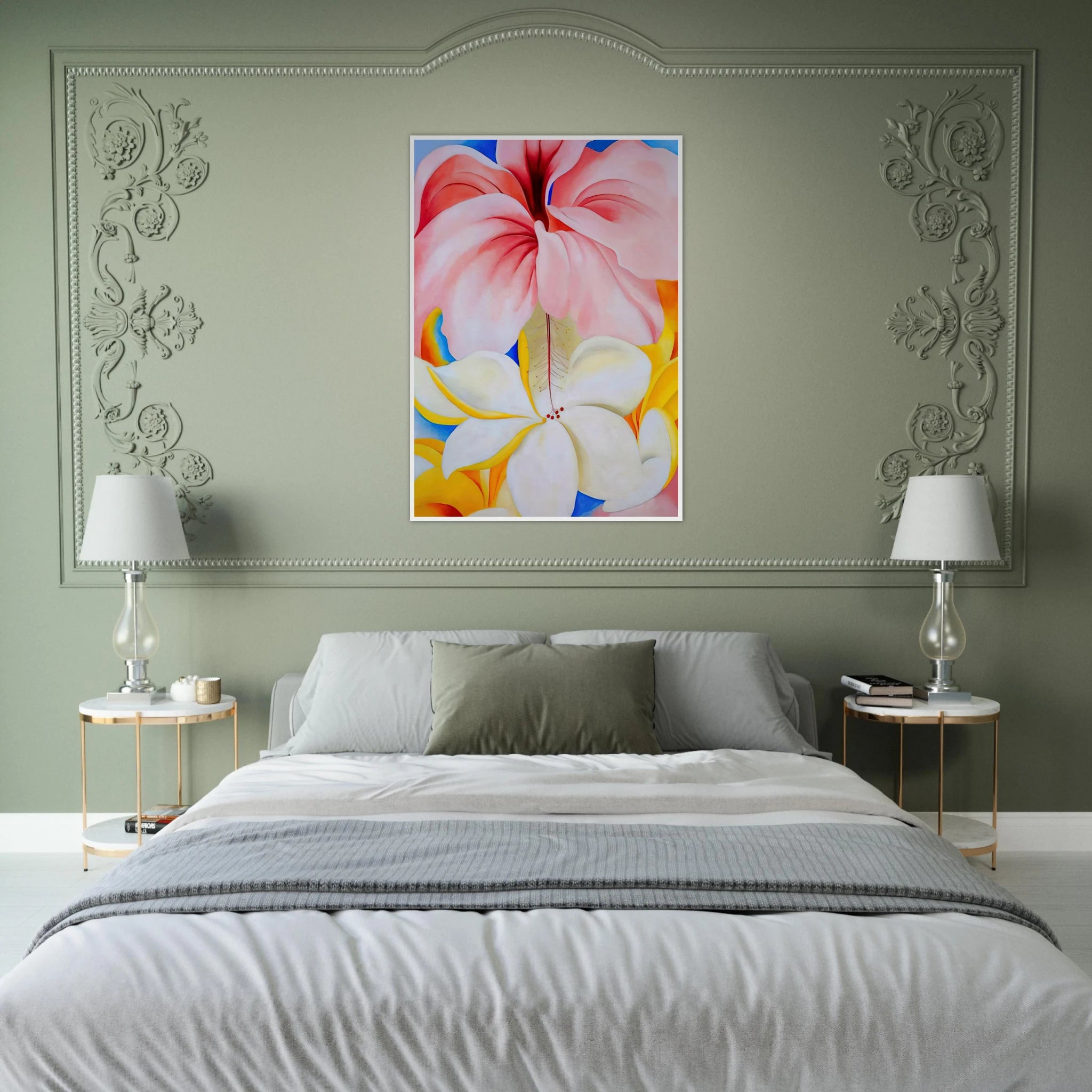 Hibiscus with Plumeria Framed Poster | Georgia O'Keeffe Framed Prints Wall Art | Georgia O Keeffe Prints