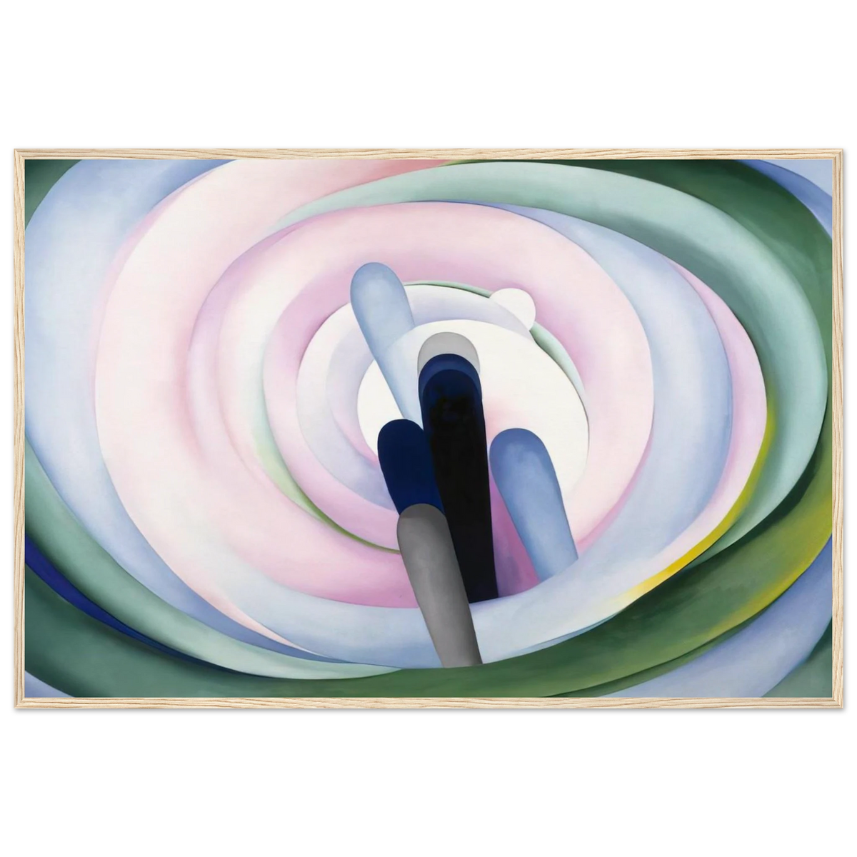 Grey Blue and Black, Pink Circle Framed Poster | Georgia O'Keeffe Framed Prints Wall Art | Georgia O Keeffe Prints