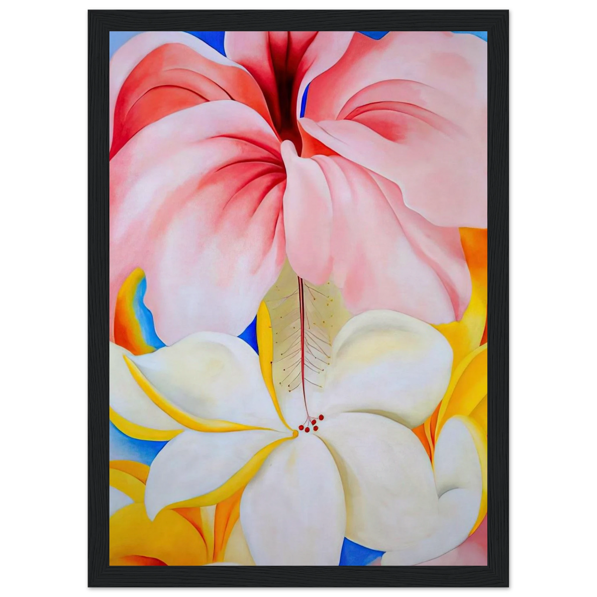 Hibiscus with Plumeria Framed Poster | Georgia O'Keeffe Framed Prints Wall Art | Georgia O Keeffe Prints