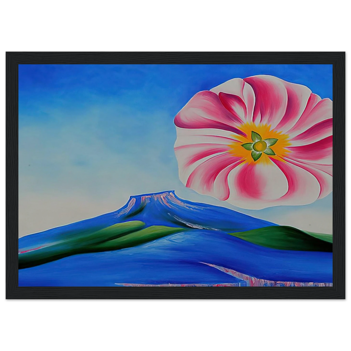 Hollyhock Pink with Pedernal Framed Poster | Georgia O'Keeffe Framed Prints Wall Art | Georgia O Keeffe Prints