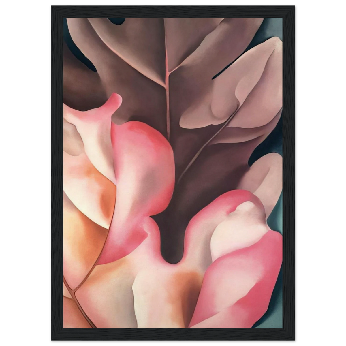 Oak Leaves Pink and Grey Framed Poster | Georgia O'Keeffe Framed Prints Wall Art | Georgia O Keeffe Prints