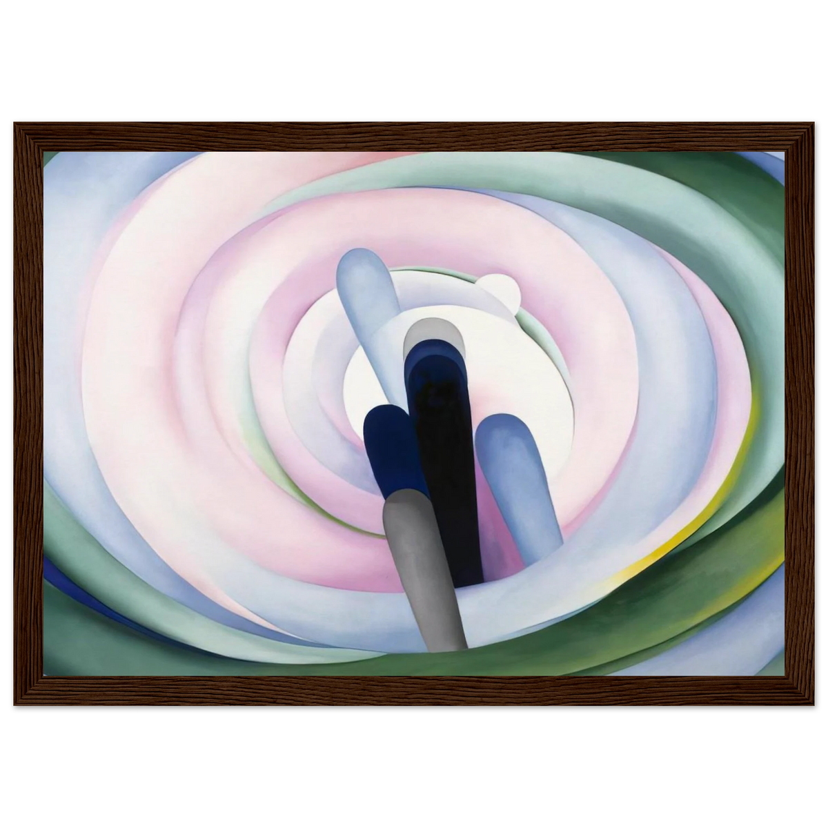 Grey Blue and Black, Pink Circle Framed Poster | Georgia O'Keeffe Framed Prints Wall Art | Georgia O Keeffe Prints
