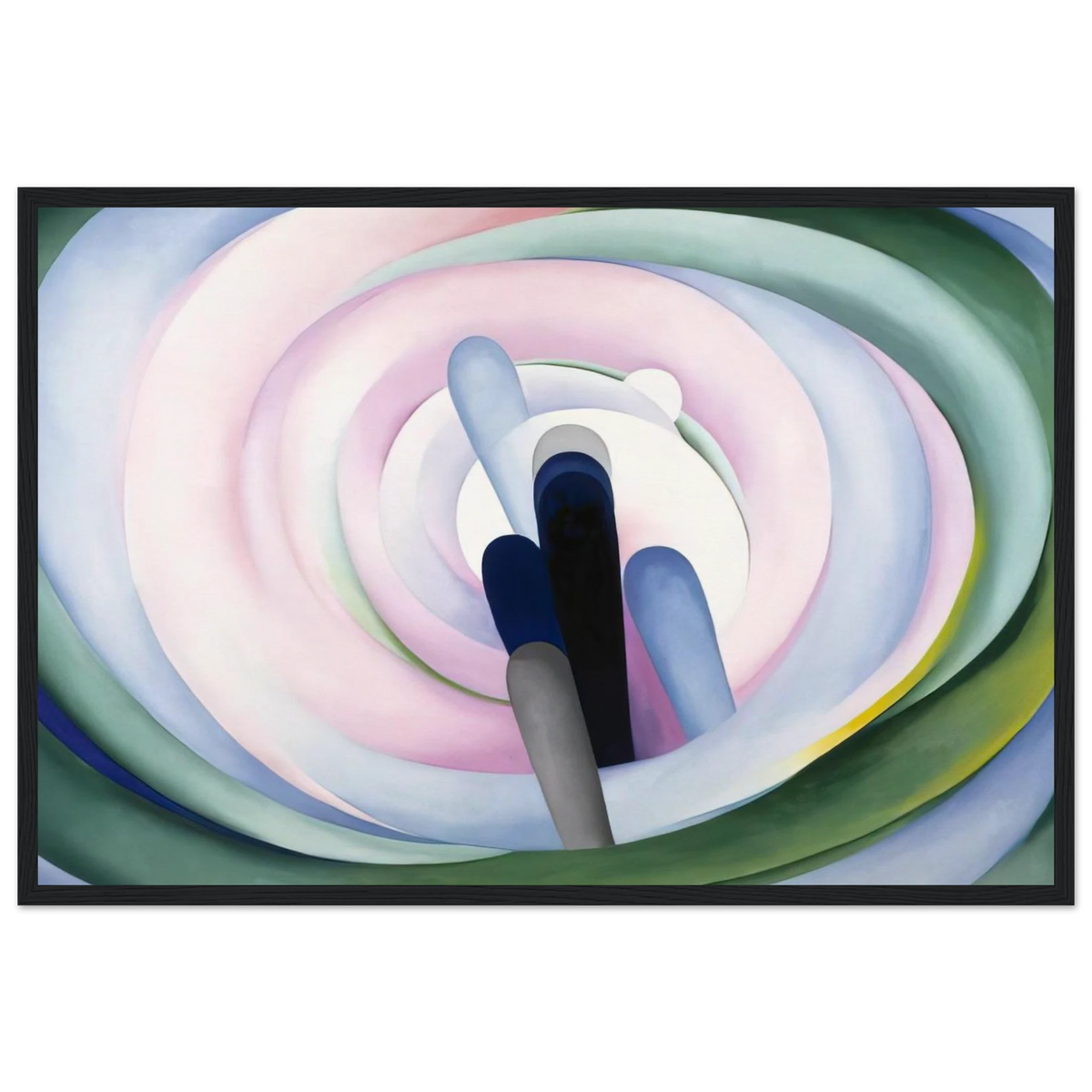 Grey Blue and Black, Pink Circle Framed Poster | Georgia O'Keeffe Framed Prints Wall Art | Georgia O Keeffe Prints
