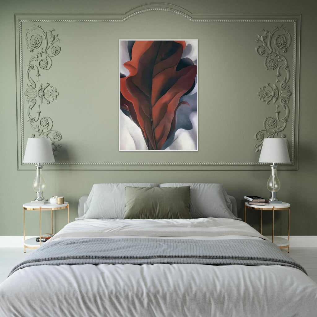 Large Dark Red Leaves on White Framed Poster | Georgia O'Keeffe Framed Prints Wall Art | Georgia O Keeffe Prints