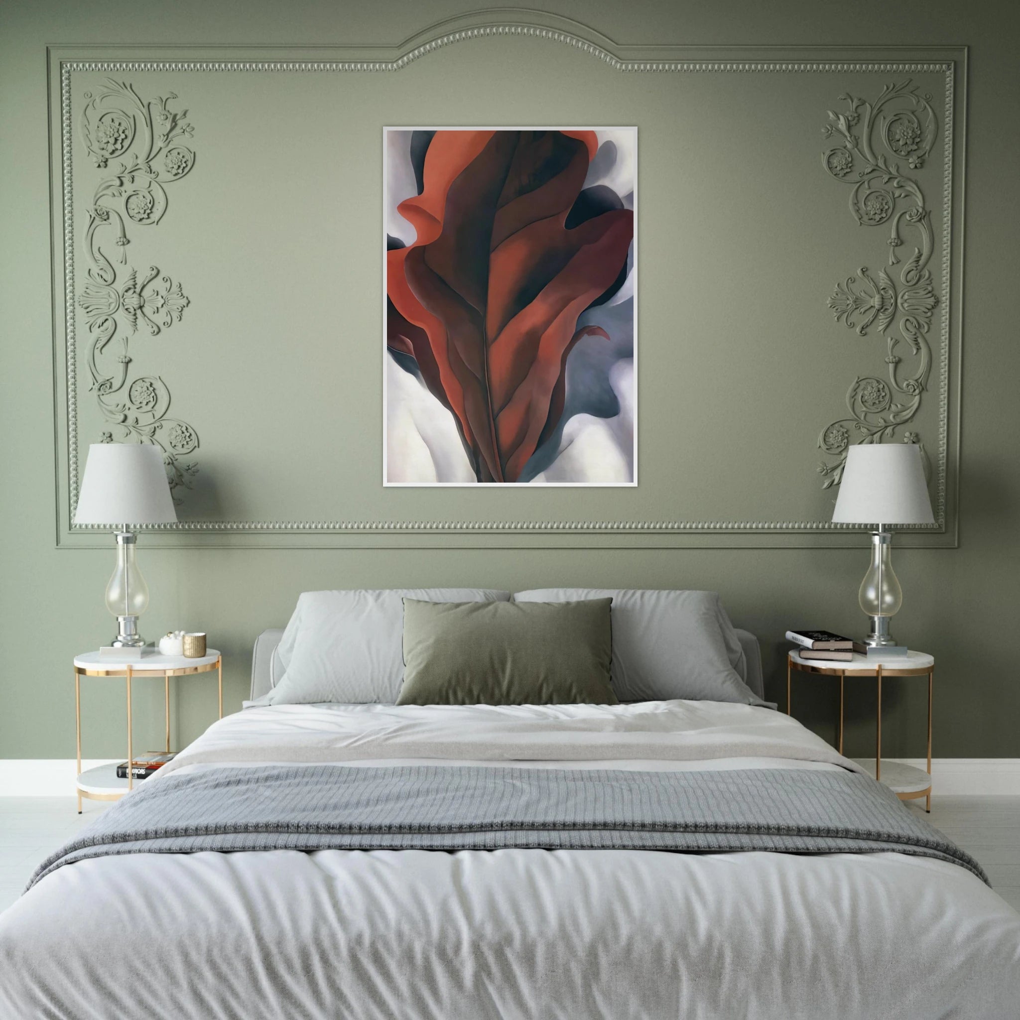 Large Dark Red Leaves on White Framed Poster | Georgia O'Keeffe Framed Prints Wall Art | Georgia O Keeffe Prints