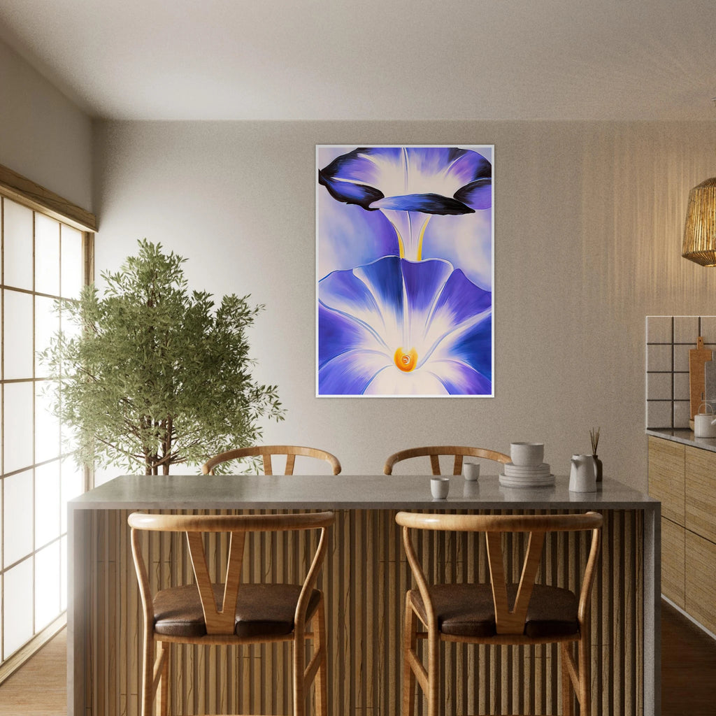 Blue Morning Glories Framed Poster | Georgia O'Keeffe Framed Prints Wall Art | Georgia O Keeffe Prints