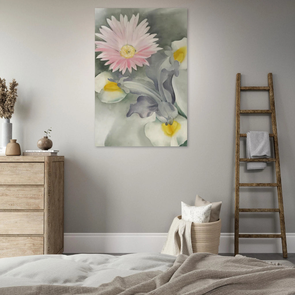 Pink Daisy with Iris Poster | Georgia O'Keeffe Poster | Georgia O Keeffe Prints