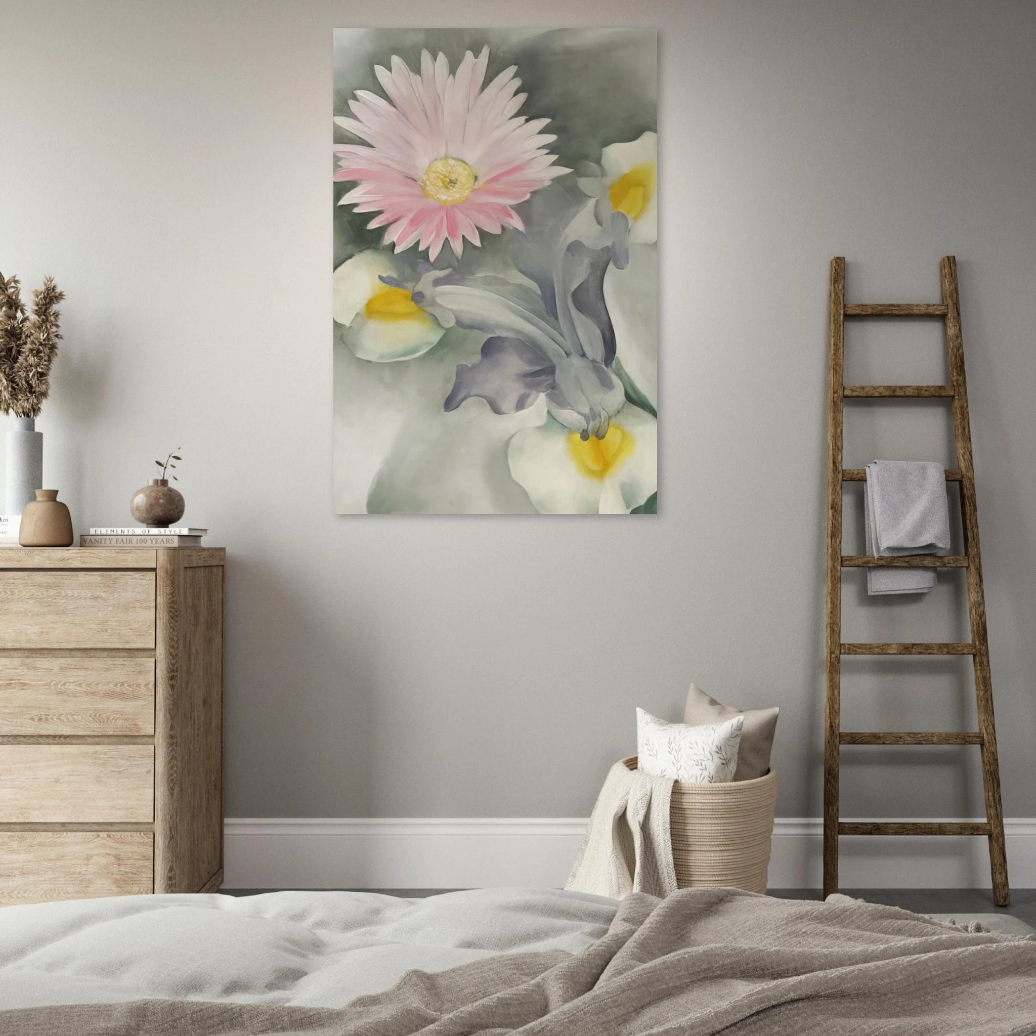 Pink Daisy with Iris Poster | Georgia O'Keeffe Poster | Georgia O Keeffe Prints