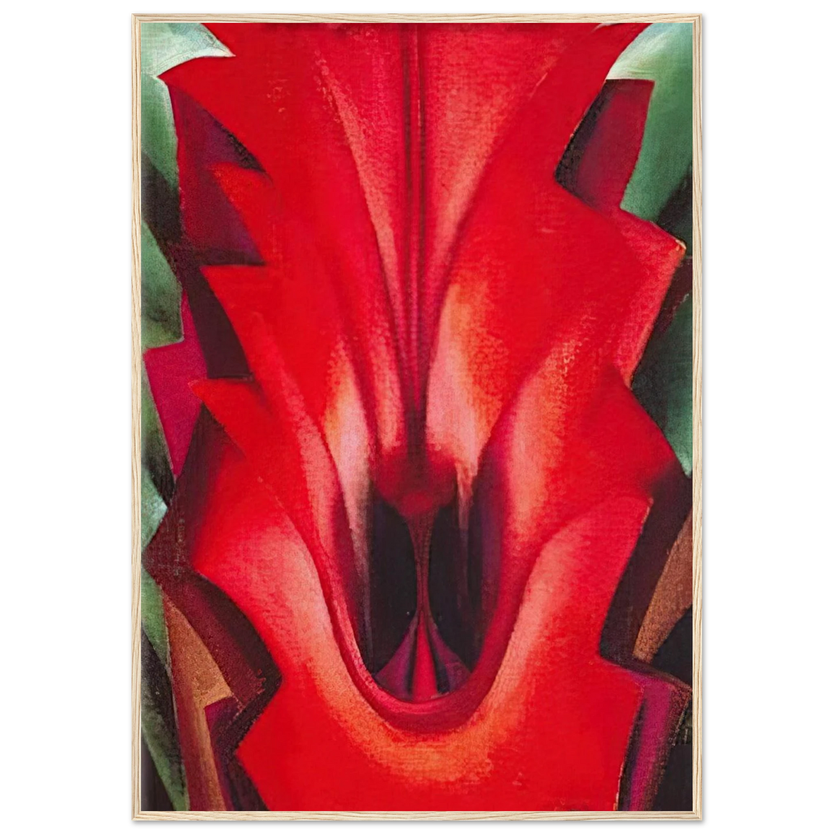 Inside Red Canna Framed Poster | Georgia O'Keeffe Framed Prints Wall Art | Georgia O Keeffe Prints