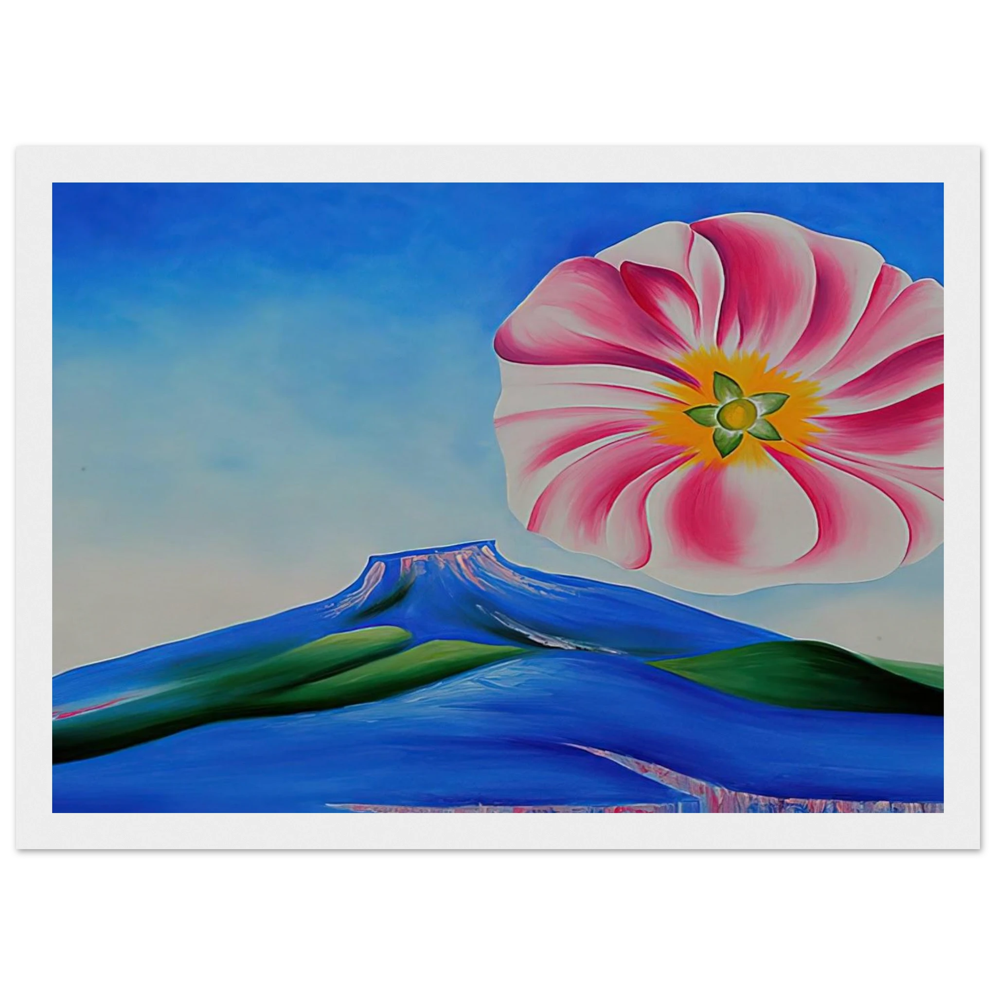 Hollyhock Pink with Pedernal Framed Poster | Georgia O'Keeffe Framed Prints Wall Art | Georgia O Keeffe Prints