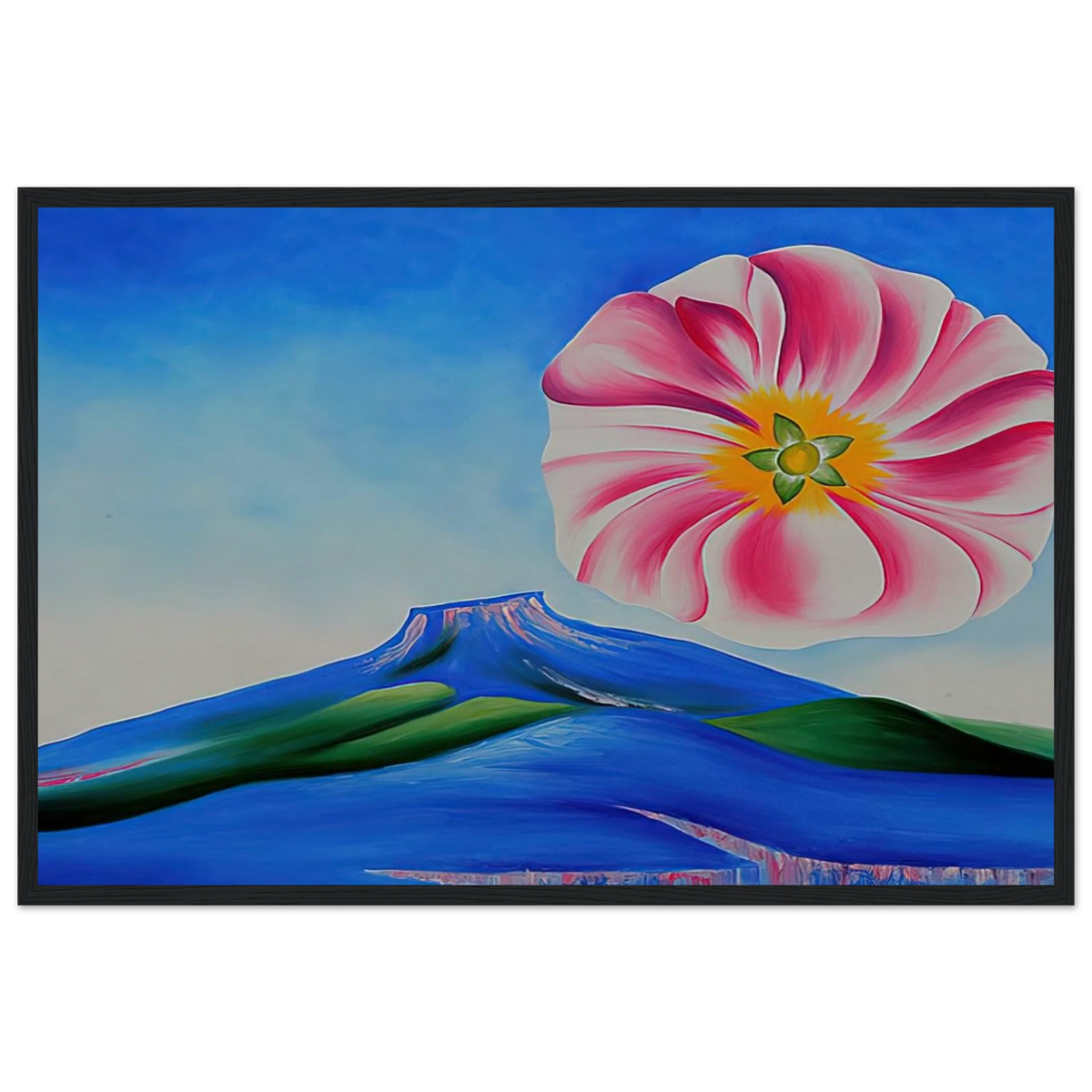 Hollyhock Pink with Pedernal Framed Poster | Georgia O'Keeffe Framed Prints Wall Art | Georgia O Keeffe Prints