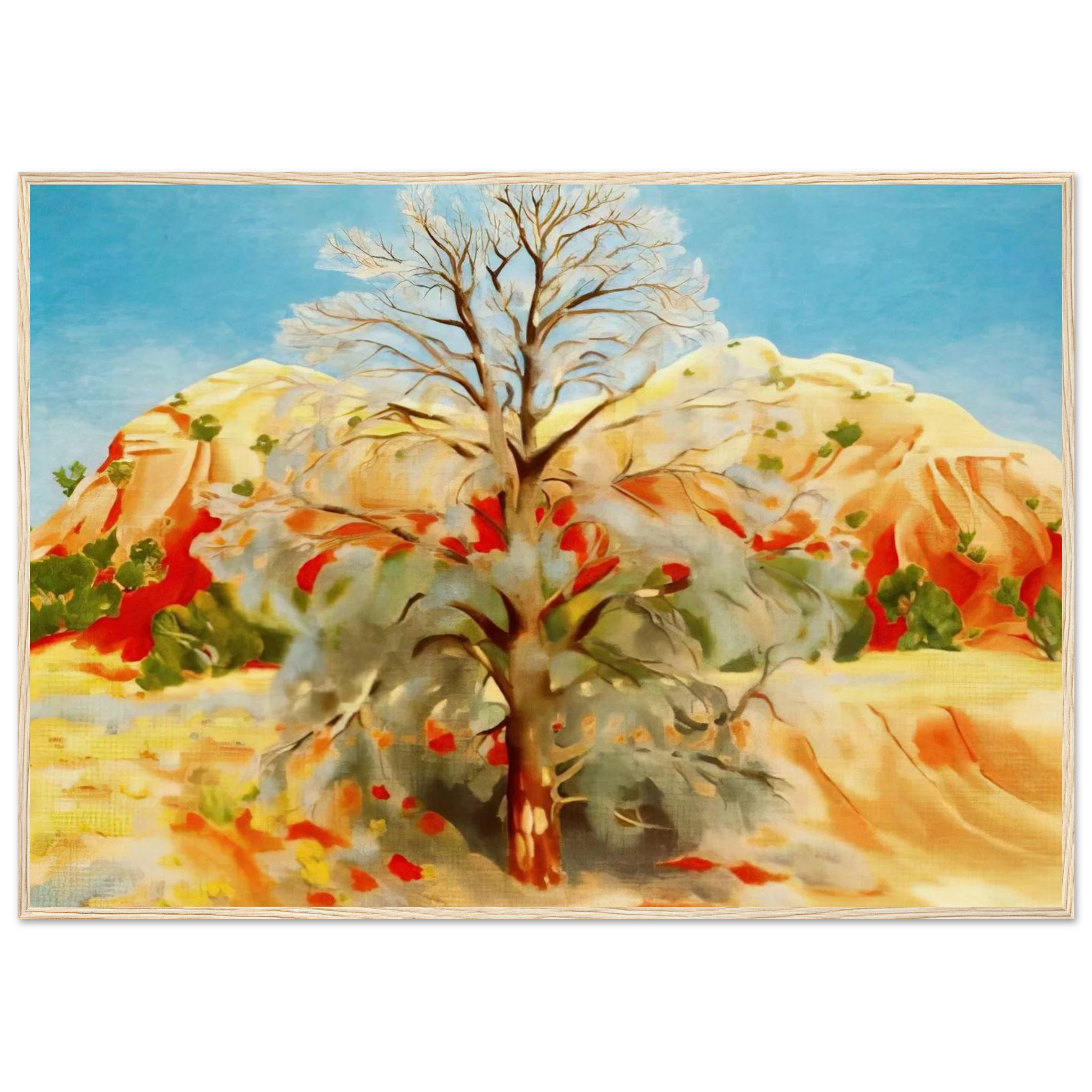 Dead Tree with Pink Hill Framed Poster | Georgia O'Keeffe Framed Prints Wall Art | Georgia O Keeffe Prints