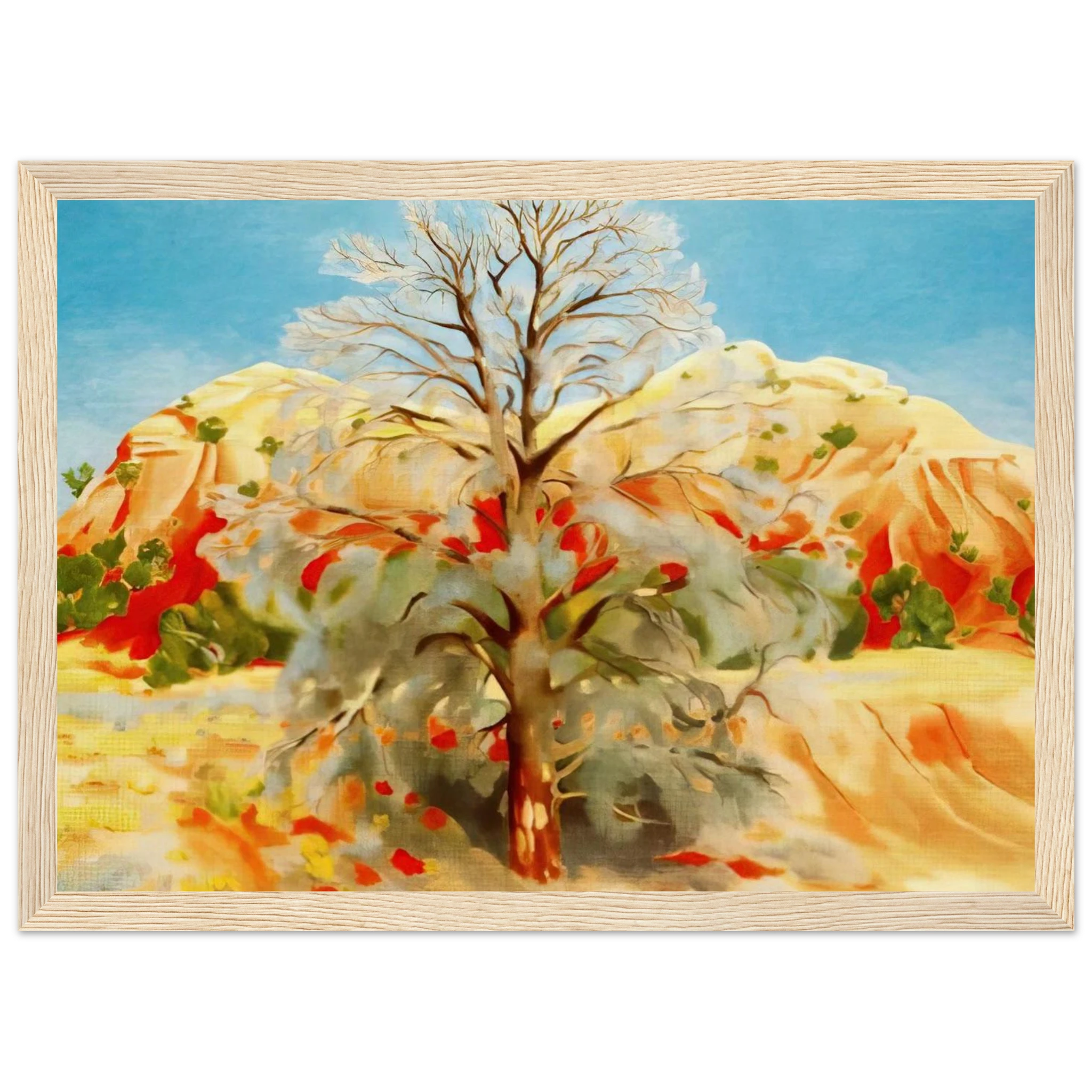 Dead Tree with Pink Hill Framed Poster | Georgia O'Keeffe Framed Prints Wall Art | Georgia O Keeffe Prints