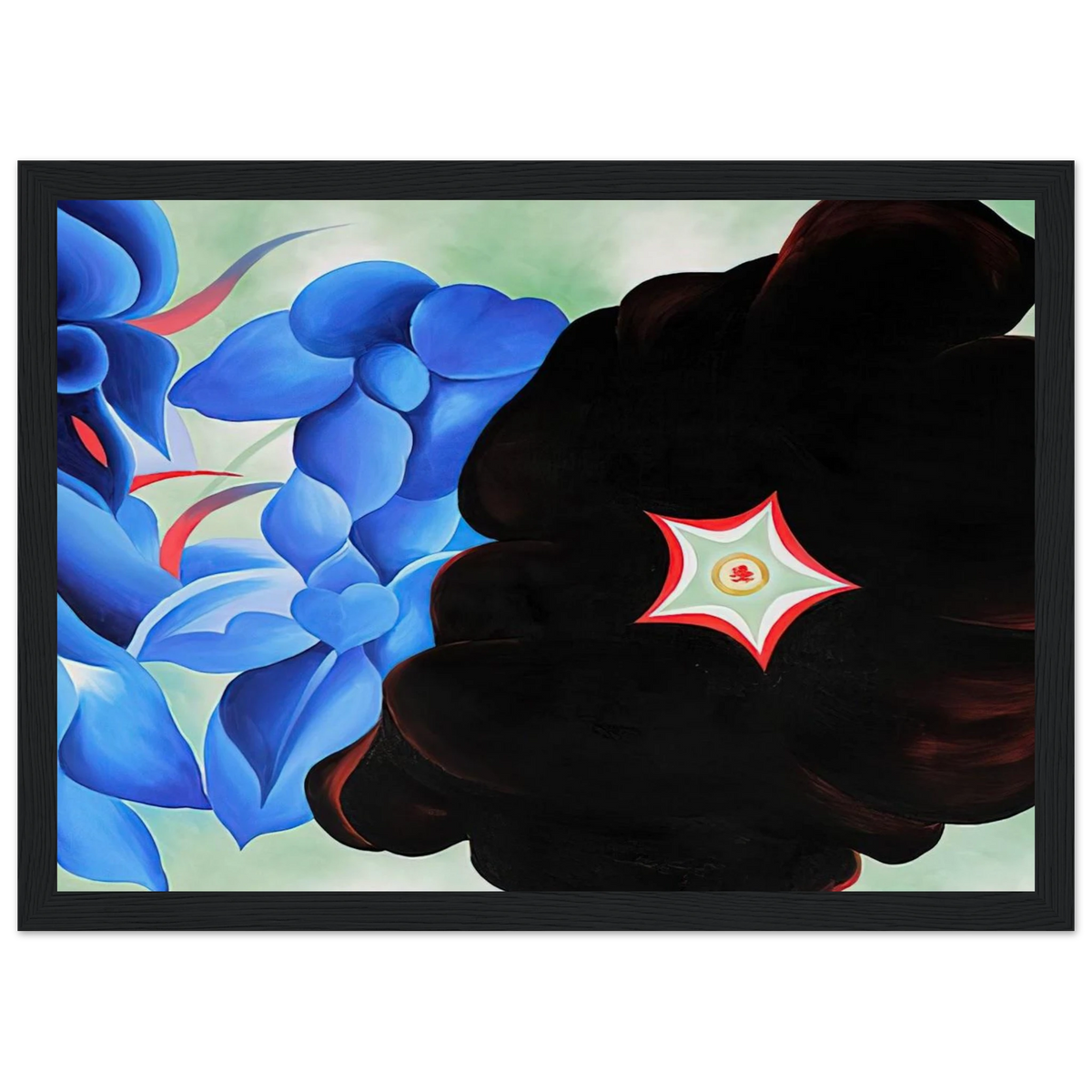 Black Hollyhock - Blue Larkspur Framed Poster | Georgia O'Keeffe Framed Prints Wall Art | Georgia O Keeffe Prints