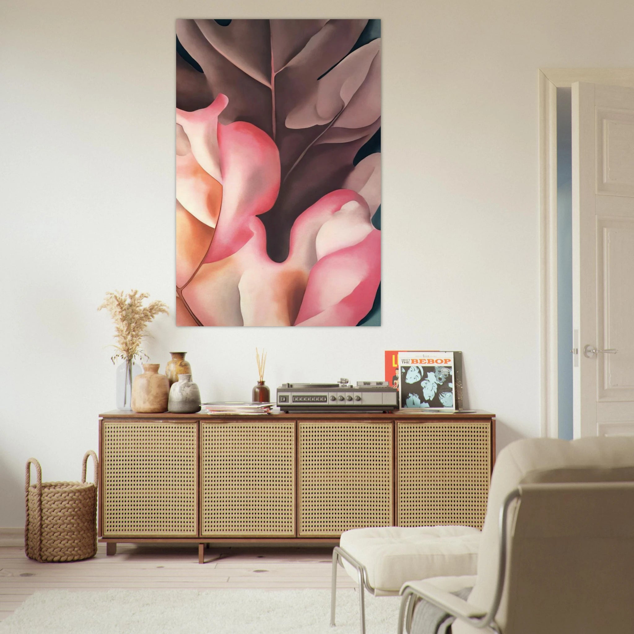 Oak Leaves Pink and Grey Poster | Georgia O'Keeffe Poster | Georgia O Keeffe Prints