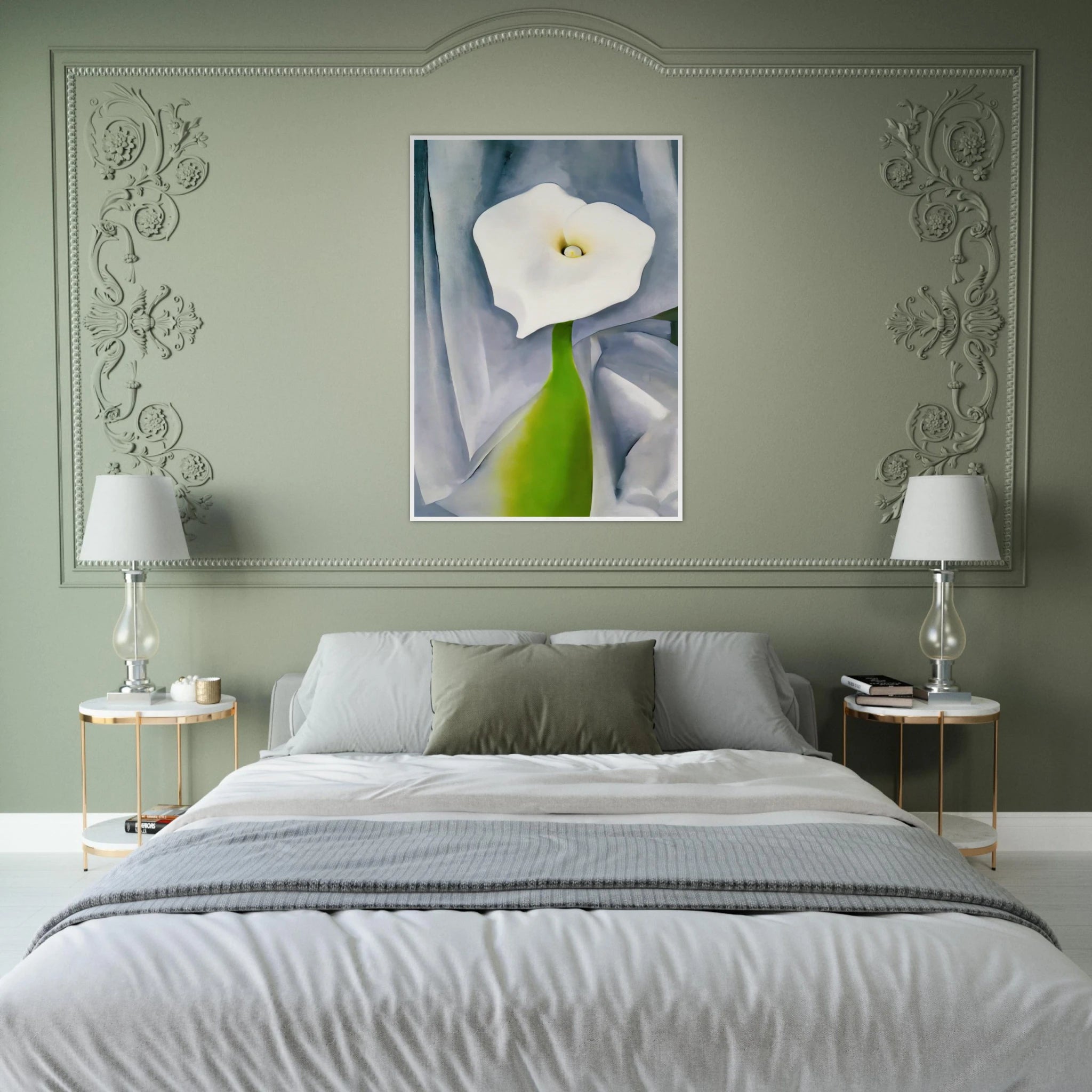 Calla Lily on Grey Framed Poster | Georgia O'Keeffe Framed Prints Wall Art | Georgia O Keeffe Prints