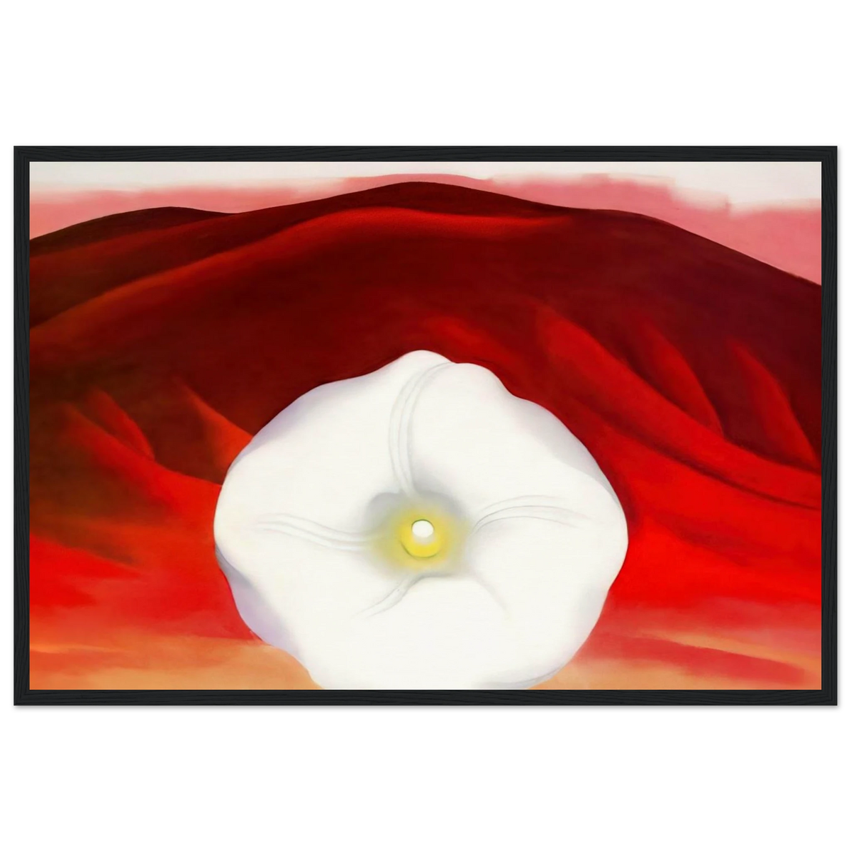 Red hills and white flower Framed Poster | Georgia O'Keeffe Framed Prints Wall Art | Georgia O Keeffe Prints