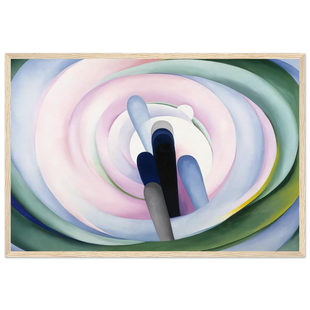 Grey Blue and Black, Pink Circle Framed Poster | Georgia O'Keeffe Framed Prints Wall Art | Georgia O Keeffe Prints