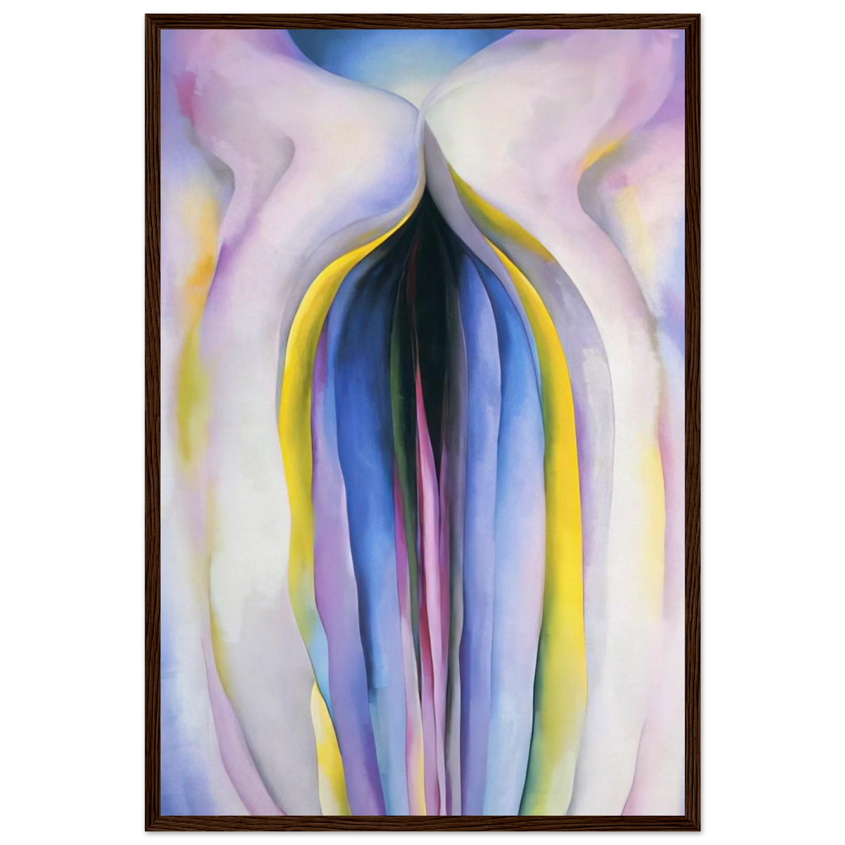 Grey Line With Black, Blue And Yellow Framed Poster | Georgia O'Keeffe Framed Prints Wall Art | Georgia O Keeffe Prints