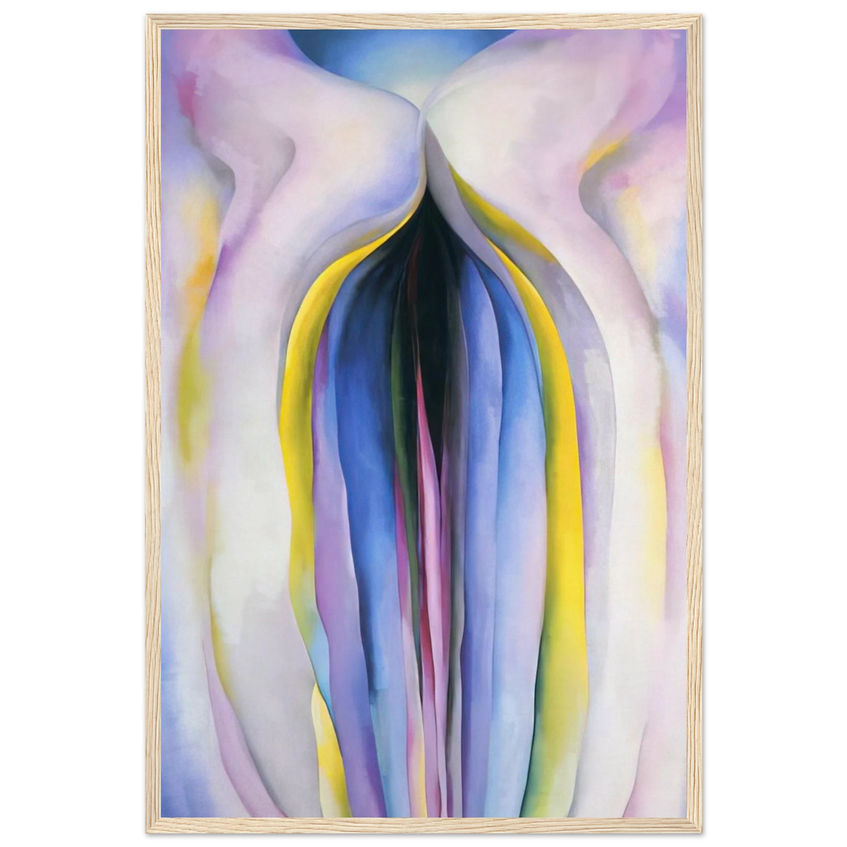 Grey Line With Black, Blue And Yellow Framed Poster | Georgia O'Keeffe Framed Prints Wall Art | Georgia O Keeffe Prints