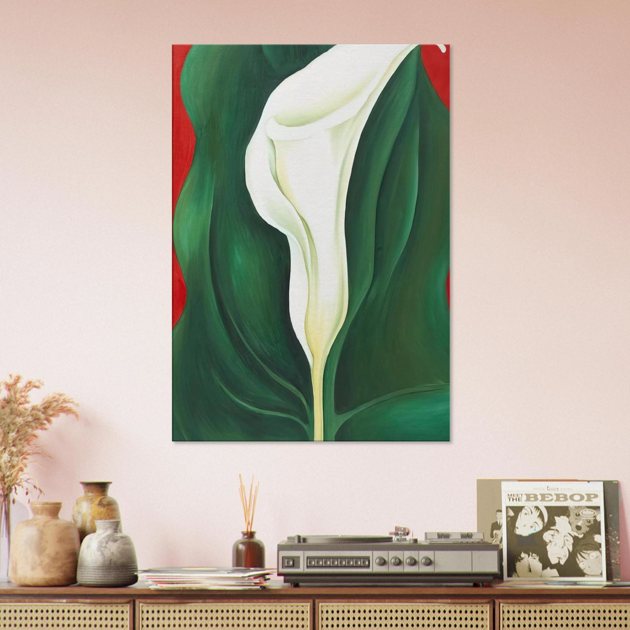 Single Calla Lily  Red  Canvas | Georgia O'Keeffe Canvas | Georgia O Keeffe Prints