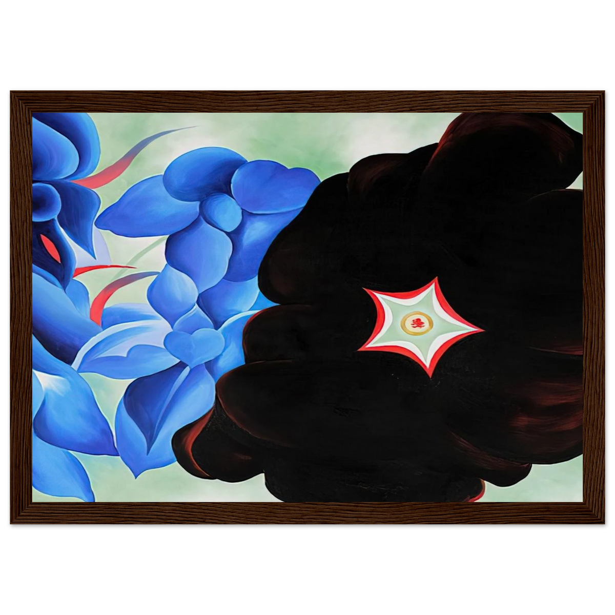 Black Hollyhock - Blue Larkspur Framed Poster | Georgia O'Keeffe Framed Prints Wall Art | Georgia O Keeffe Prints