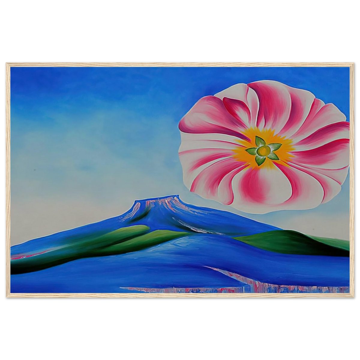 Hollyhock Pink with Pedernal Framed Poster | Georgia O'Keeffe Framed Prints Wall Art | Georgia O Keeffe Prints