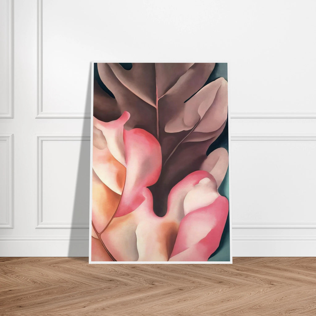 Oak Leaves Pink and Grey Framed Poster | Georgia O'Keeffe Framed Prints Wall Art | Georgia O Keeffe Prints