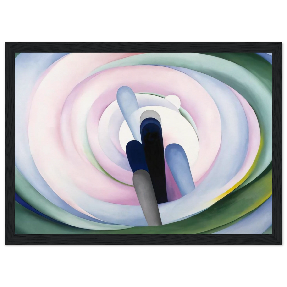 Grey Blue and Black, Pink Circle Framed Poster | Georgia O'Keeffe Framed Prints Wall Art | Georgia O Keeffe Prints