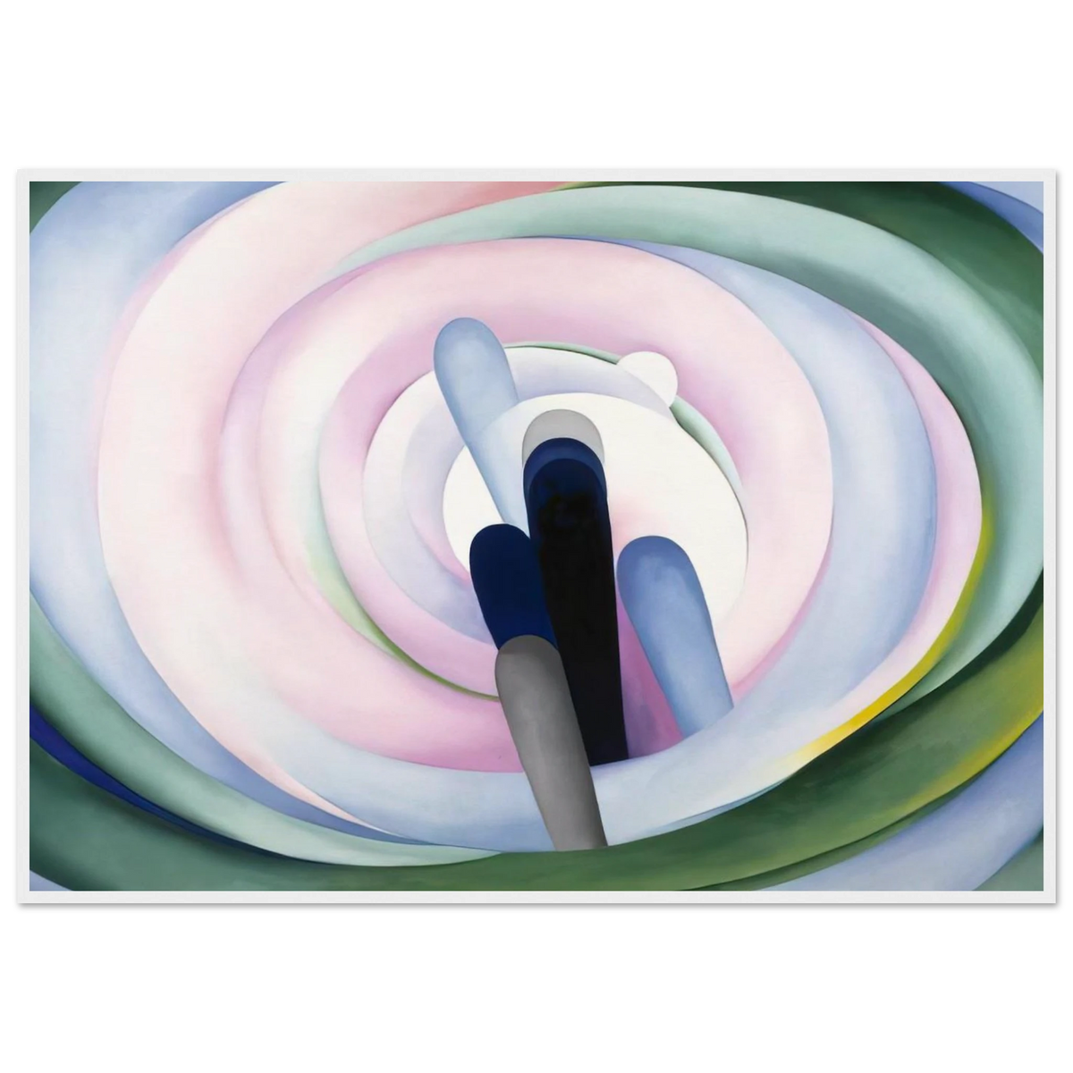 Grey Blue and Black, Pink Circle Framed Poster | Georgia O'Keeffe Framed Prints Wall Art | Georgia O Keeffe Prints