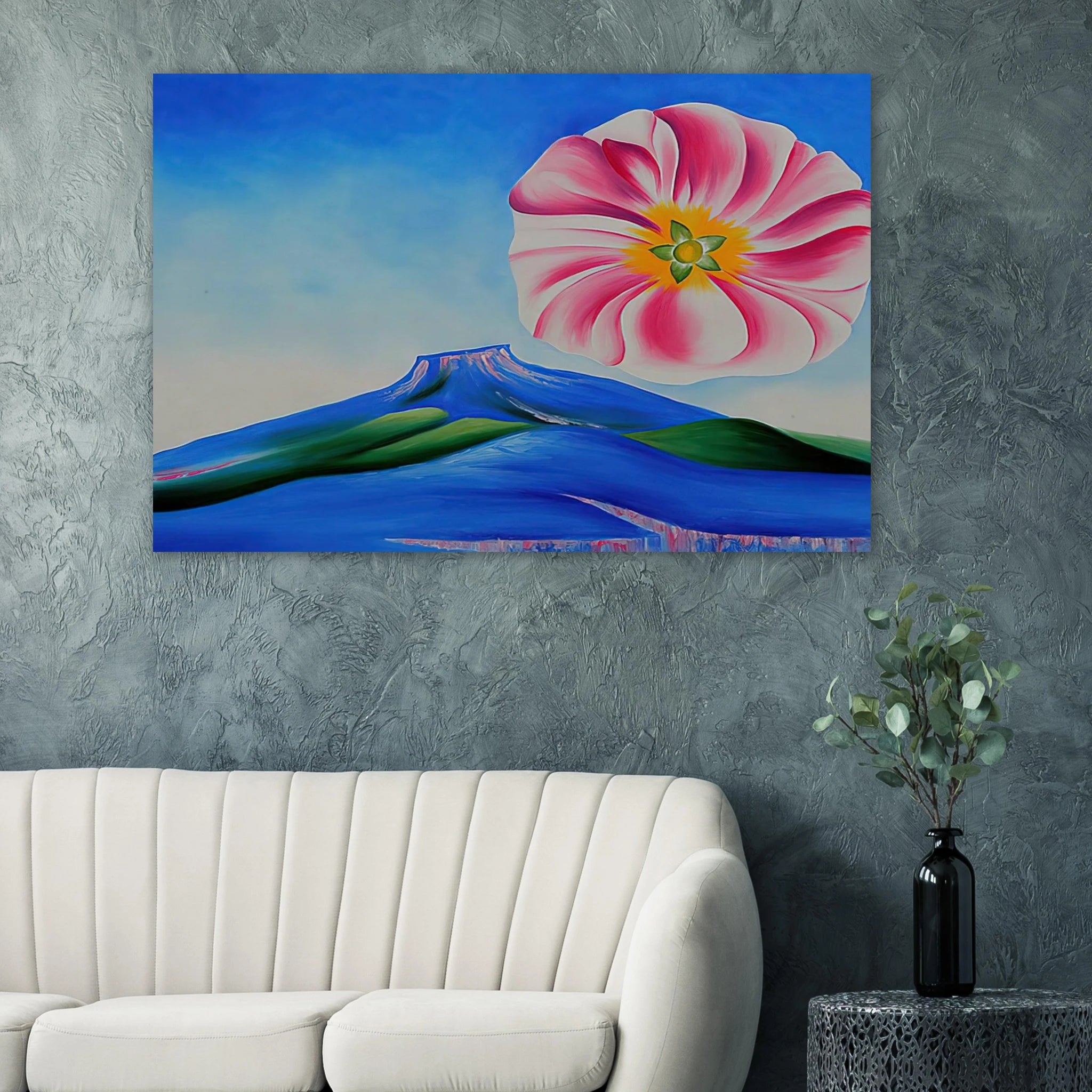 Hollyhock Pink with Pedernal Poster | Georgia O'Keeffe Poster | Georgia O Keeffe Prints